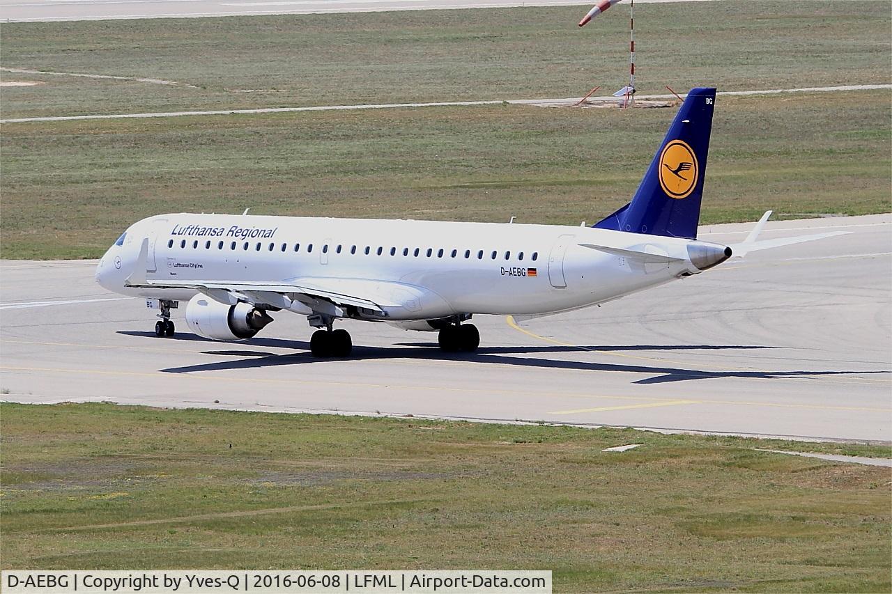 D-AEBG, 2011 Embraer 195LR (ERJ-190-200LR) C/N 19000423, Embraer ERJ-195LR, Lining up rwy 31R, Marseille-Provence Airport (LFML-MRS)