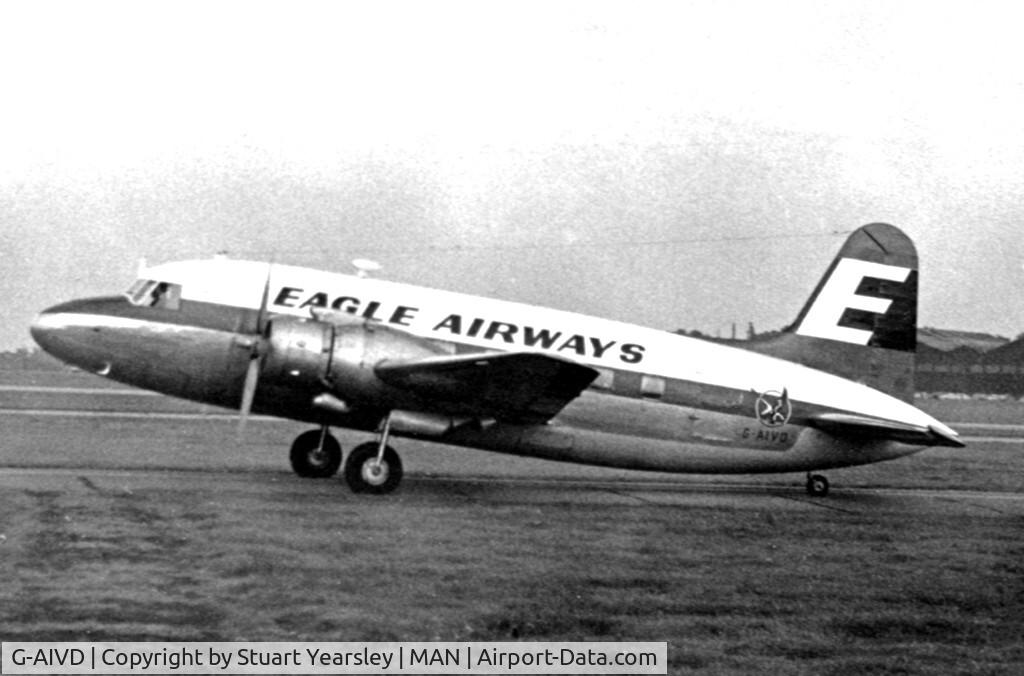 G-AIVD, 1946 Vickers 610 Viking 3B C/N 217, The first aircraft I ever flew in, on a school holiday to Barcalona, via Perpignan, 1960.
Sitting on the apron at Manchester Ringway, with the hangars of Fairey Aviation in the background, awaiting it's load of virgin fliers.
Half frame 127 camera.