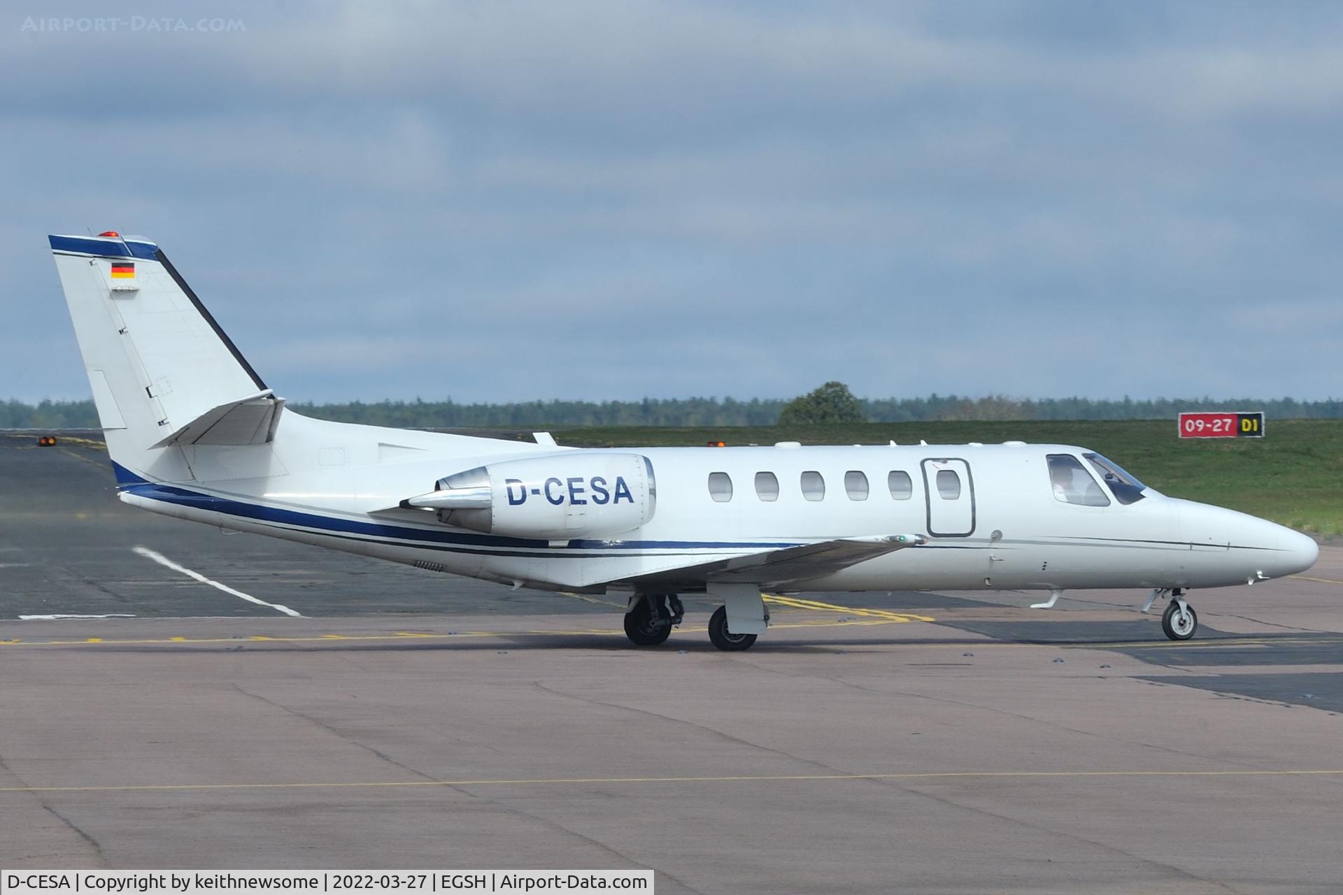 D-CESA, 2002 Cessna 550 Citation Bravo C/N 550-1039, Leaving Norwich for Munich, Germany.