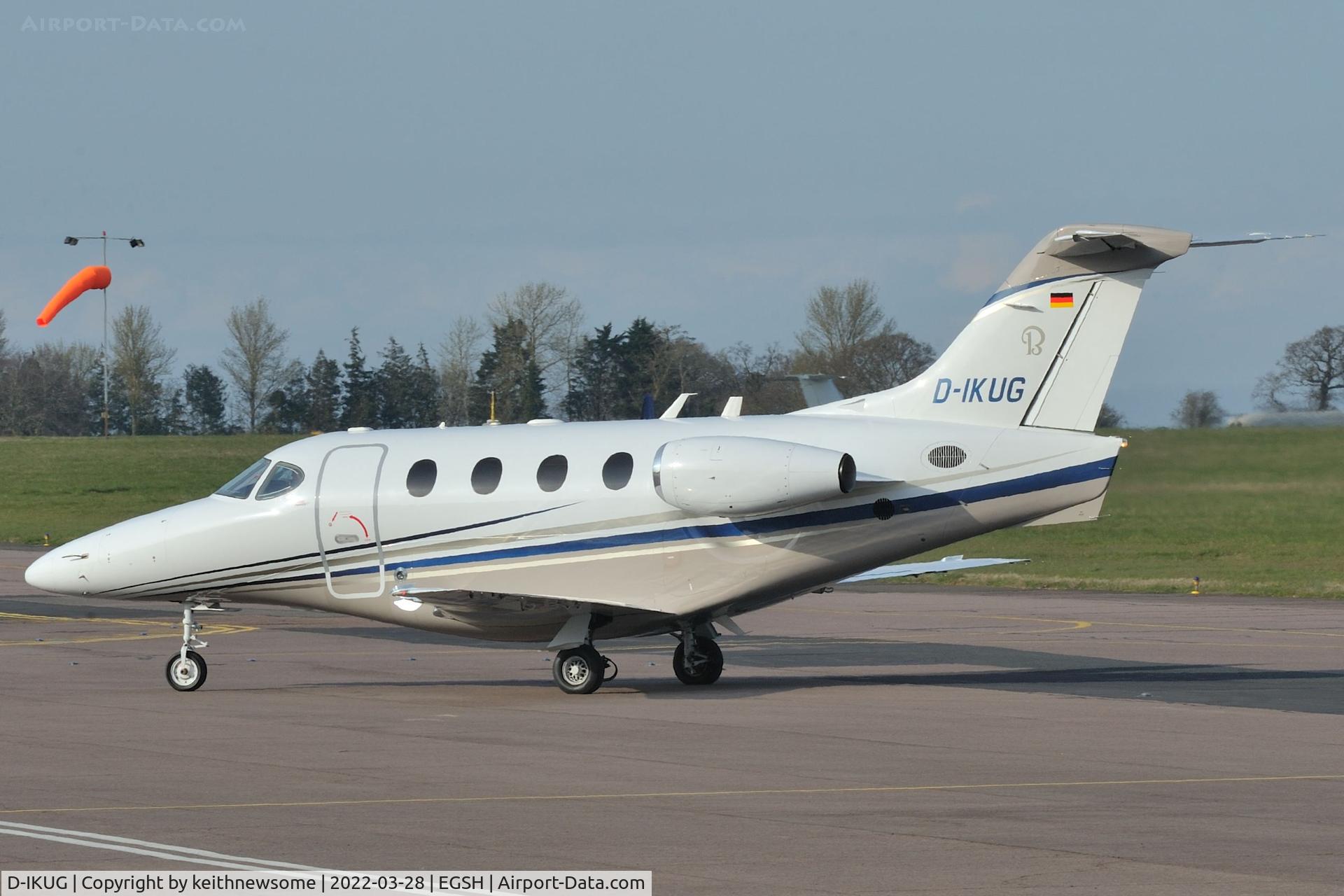 D-IKUG, 2008 Hawker Beechcraft 390 Premier 1A C/N RB-255, Arriving at Norwich from Dortmund, Germany.
