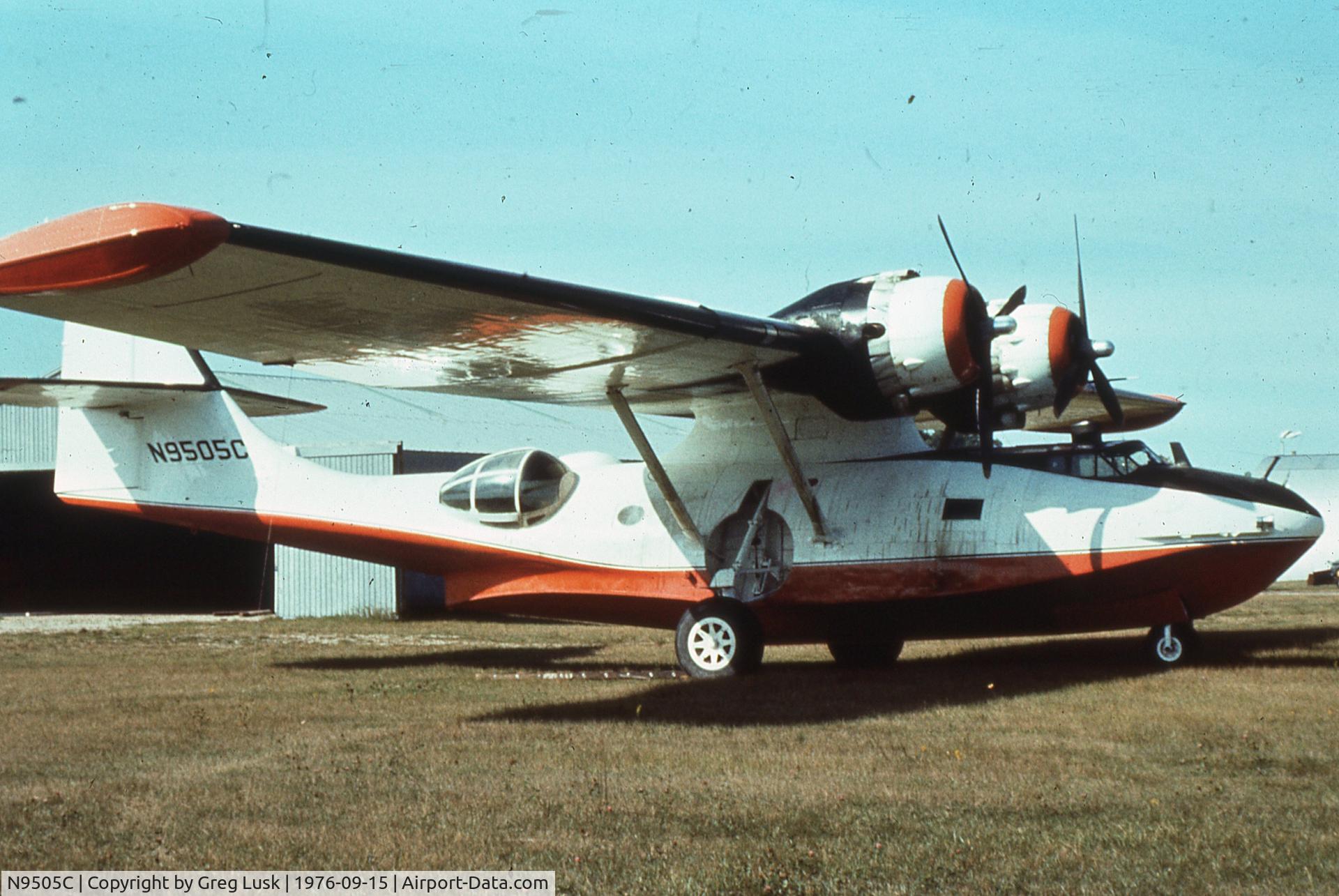 N9505C, 1956 Consolidated PBY-5A Catalina C/N 34027/1411/1581, Two PBY5As, this one and N31235, were used as retardant and water bombers on a 72,500 acre wildfire in the Upper Peninsula of Michigan in the late summer of 1976. I was the assistant fire boss for the state on the fire and believe they came from Alaska