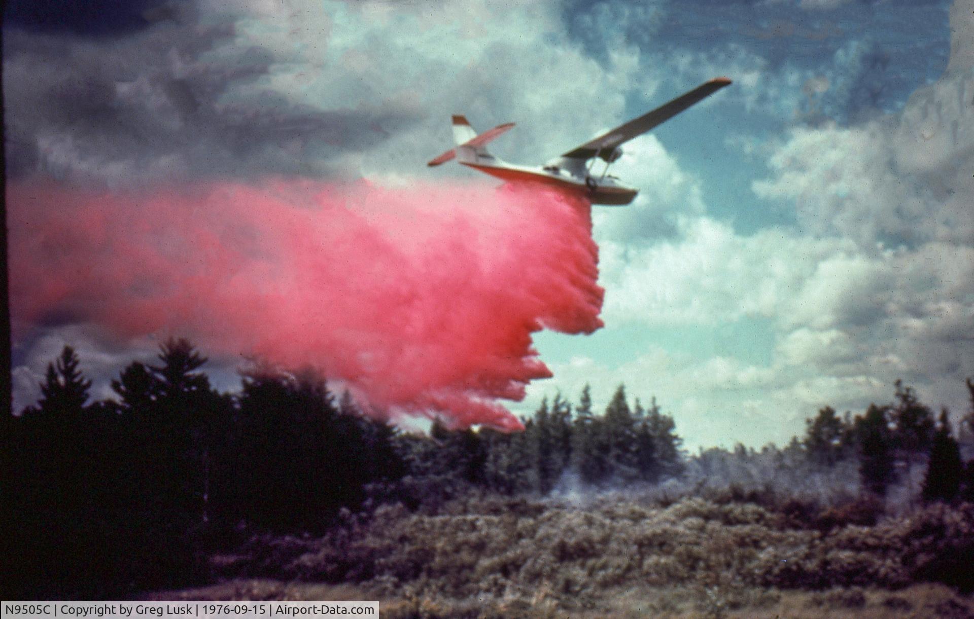 N9505C, 1956 Consolidated PBY-5A Catalina C/N 34027/1411/1581, Two PBY5As, this one and N31235, were used as retardant and water bombers on a 72,500 acre wildfire in the Upper Peninsula of Michigan in the late summer of 1976. I was the assistant fire boss for the state on the fire and believe they came from Alaska