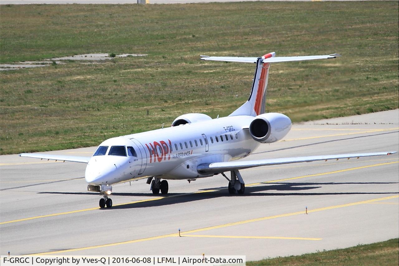 F-GRGC, 1997 Embraer EMB-145EU (ERJ-145EU) C/N 145012, Embraer EMB-145EU, Taxiing to holding point Rwy 31R, Marseille-Provence Airport (LFML-MRS)