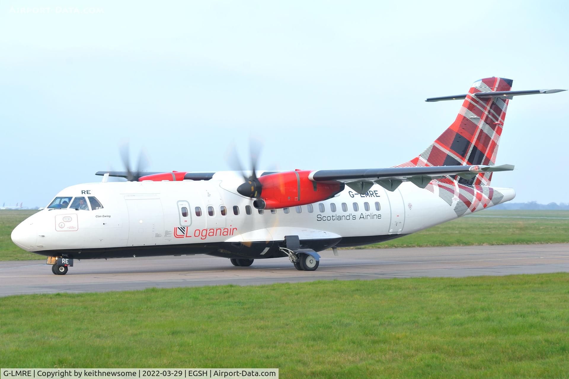 G-LMRE, 2000 ATR 42-500 C/N 606, Leaving Norwich for Aberdeen.
