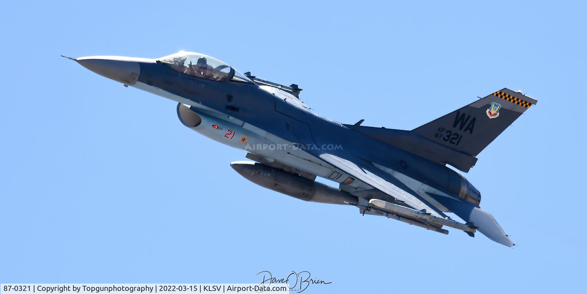 87-0321, General Dynamics F-16C Fighting Falcon C/N 5C-582, Hook' Em Horns