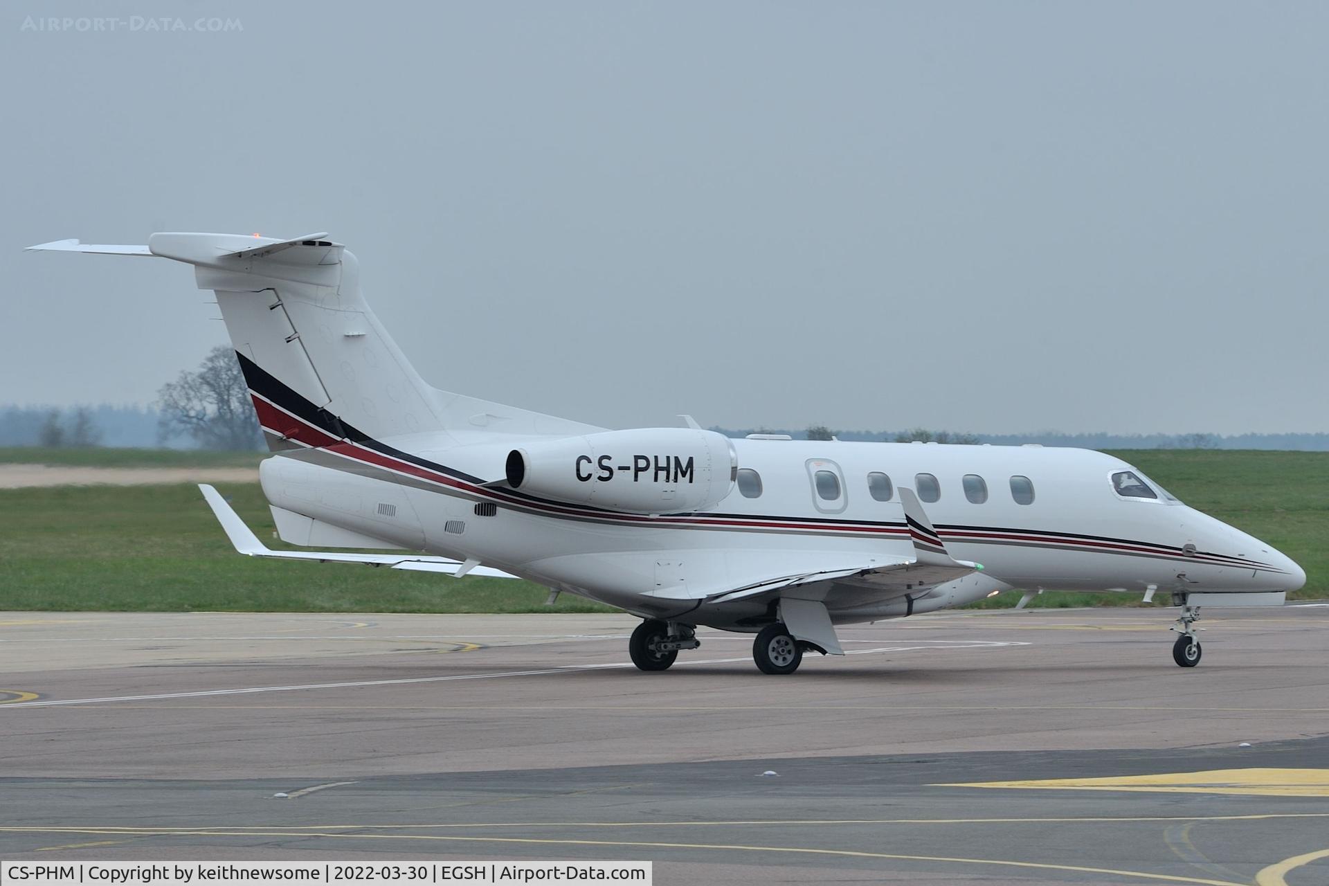 CS-PHM, 2018 Embraer EMB-505 Phenom 300 C/N 50500471, Leaving Norwich for Faro, Portugal.