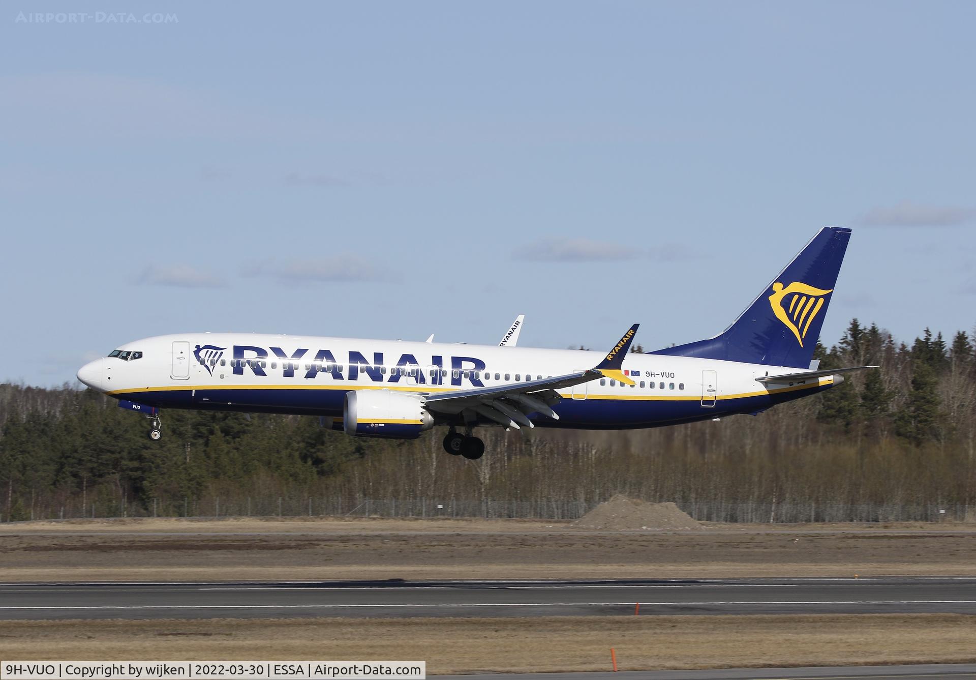 9H-VUO, 2021 Boeing 737-8-200 MAX C/N 65884, RWY 26