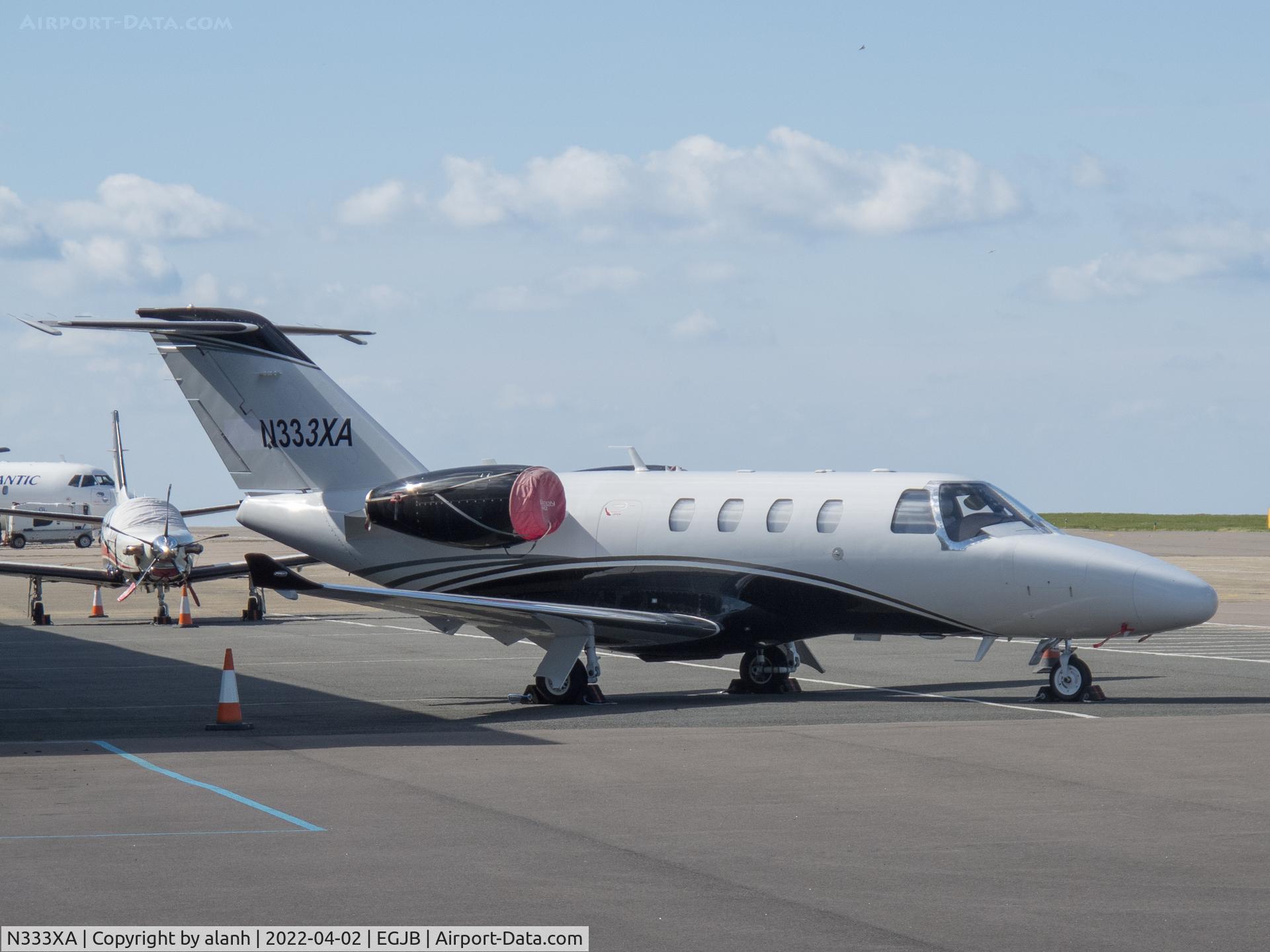N333XA, 2015 Cessna 525 Citation M2 C/N 525-0889, Parked on the east apron at Guernsey awaiting delivery after registration change from G-KSOH