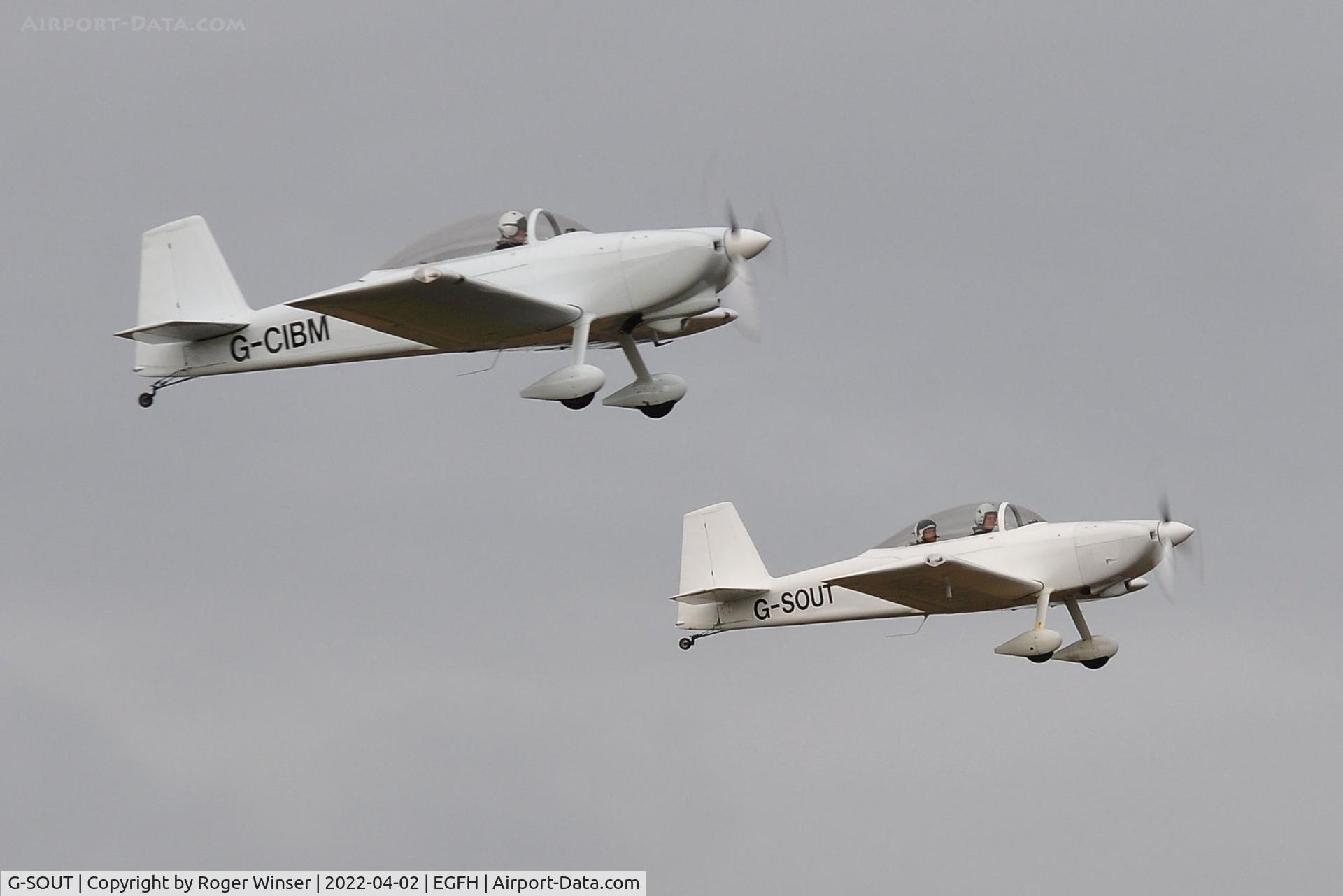 G-SOUT, 2006 Vans RV-8 C/N PFA 303-13295, Raven 4 (G-CIBM) and  Raven 5 departing Runway 04.