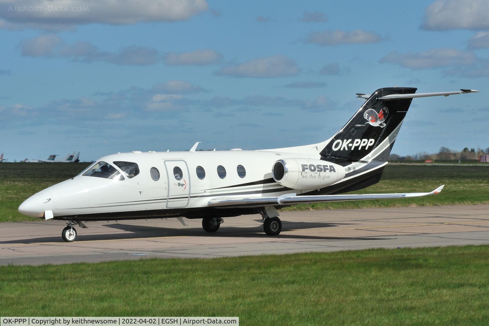 OK-PPP, 2004 Raytheon Hawker 400XP C/N RK-385, Arriving at Norwich from Malaga.