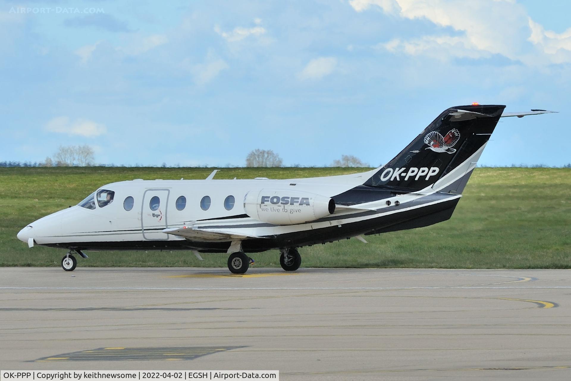 OK-PPP, 2004 Raytheon Hawker 400XP C/N RK-385, Arriving at Norwich from Malaga.