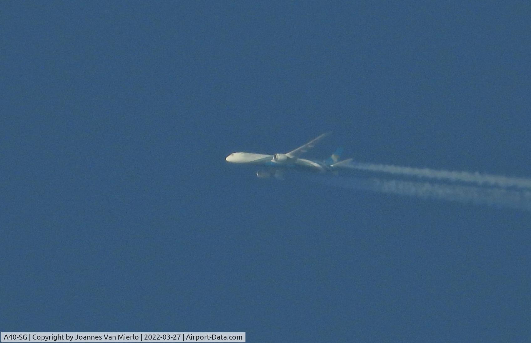 A40-SG, 2018 Boeing 787-9 Dreamliner C/N 38795, Cruising over Belgium 