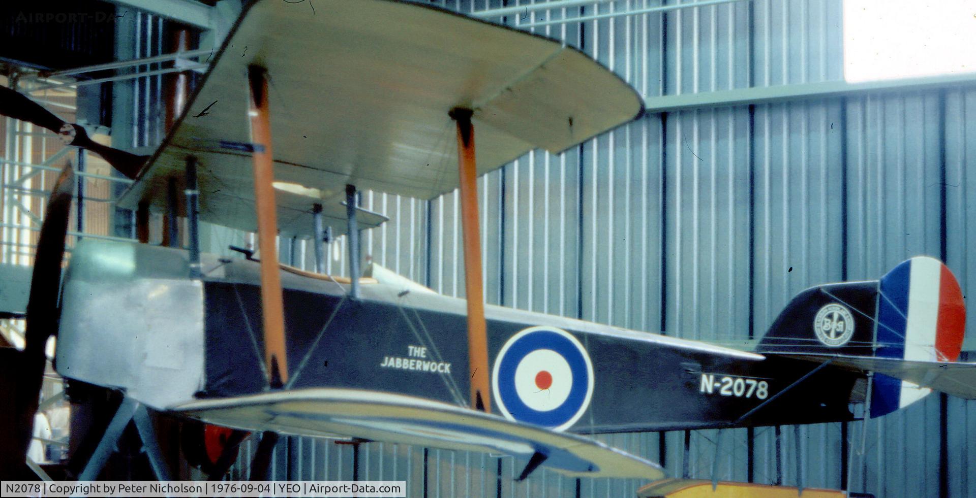 N2078, Sopwith Baby C/N Not found N2078, Sopwith Baby as seen at Yeovilton in the Summer of 1976.
