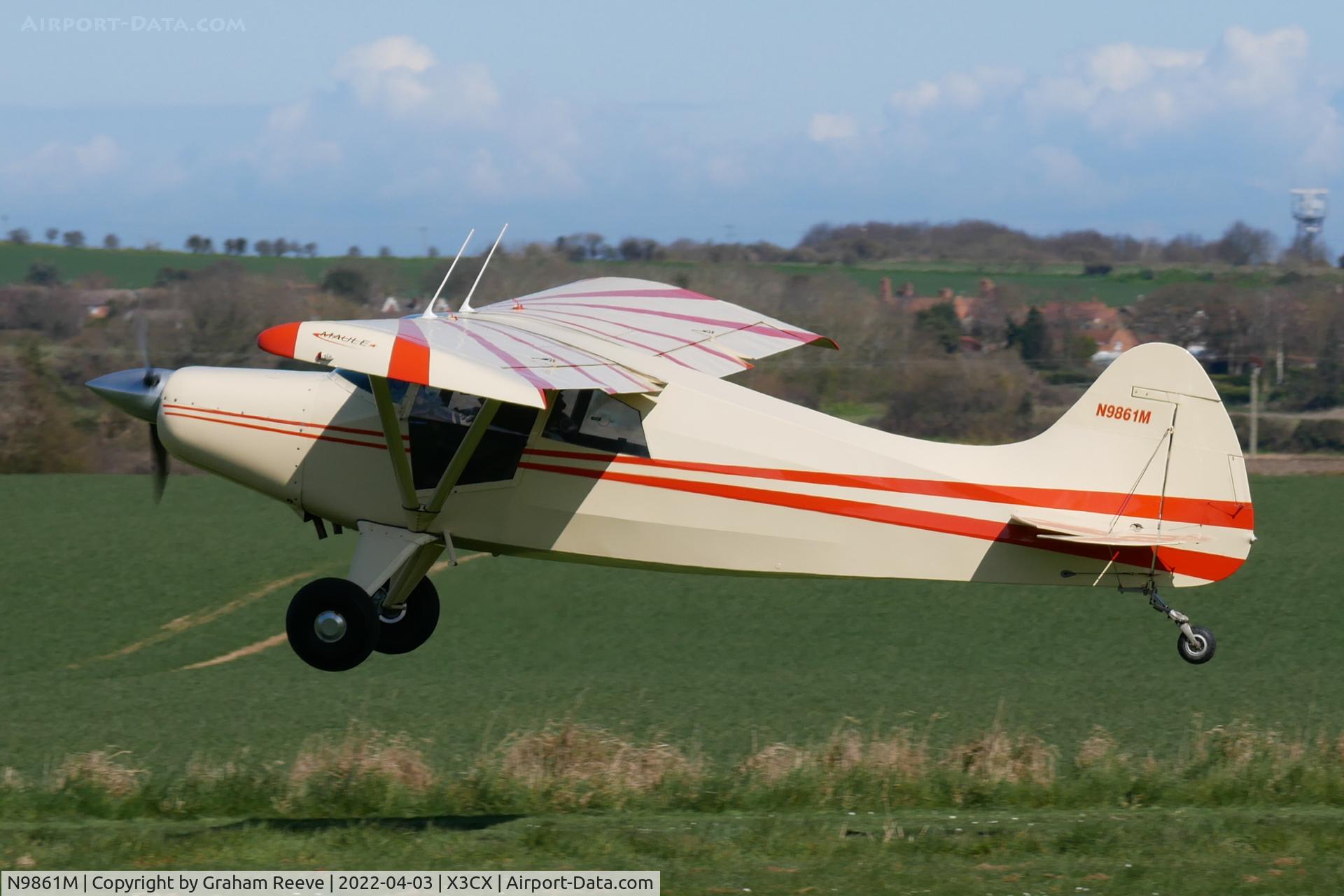 N9861M, 1967 Maule M-4-210C Rocket C/N 1058C, Departing from Northrepps.