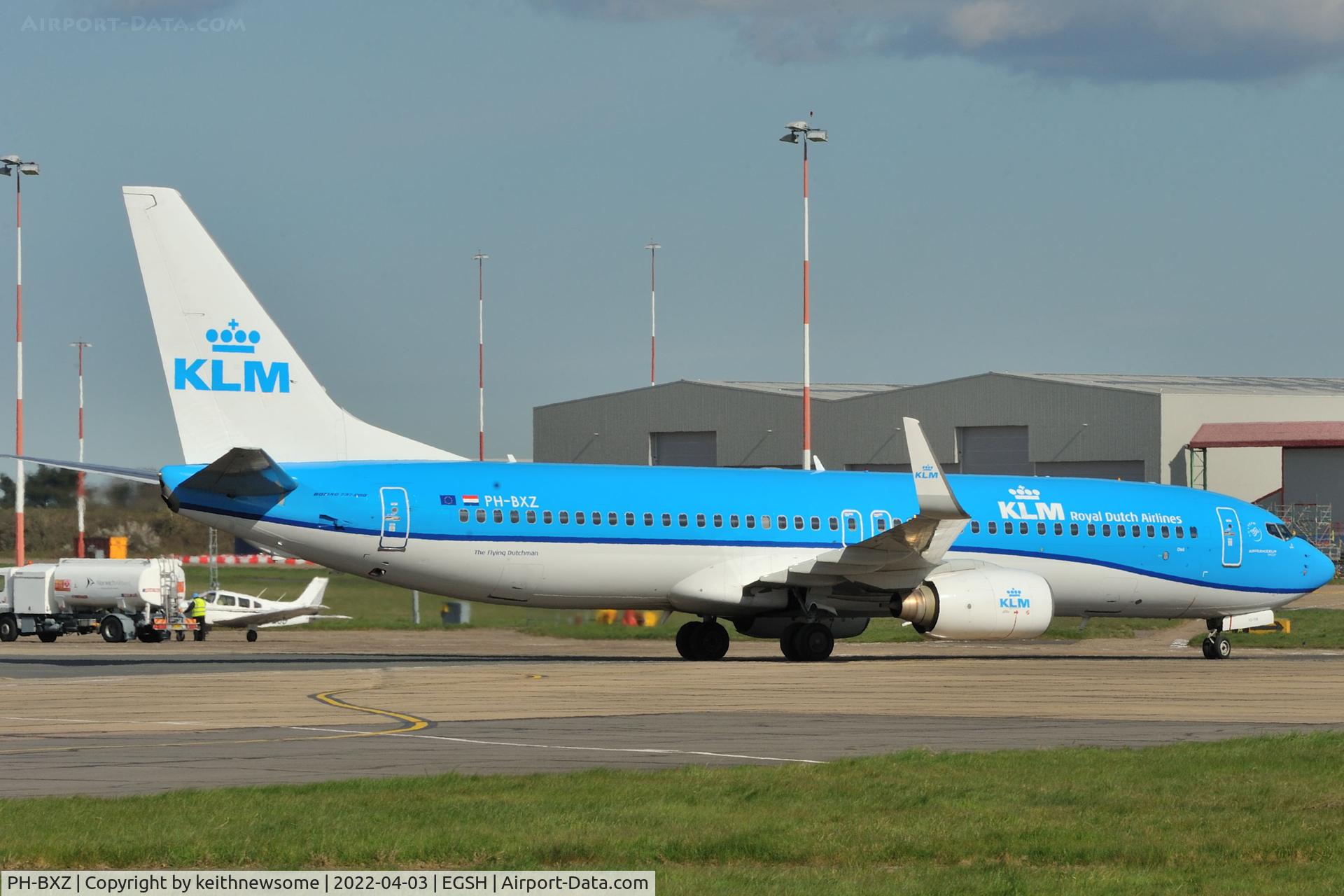 PH-BXZ, 2008 Boeing 737-8K2 C/N 30368, Arriving at Norwich from Amsterdam.