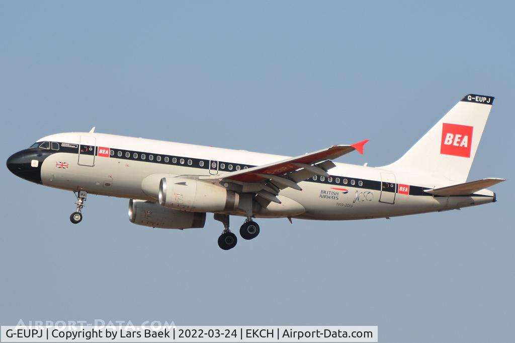G-EUPJ, 2000 Airbus A319-131 C/N 1232, British Airways BEA Retro Livery A319