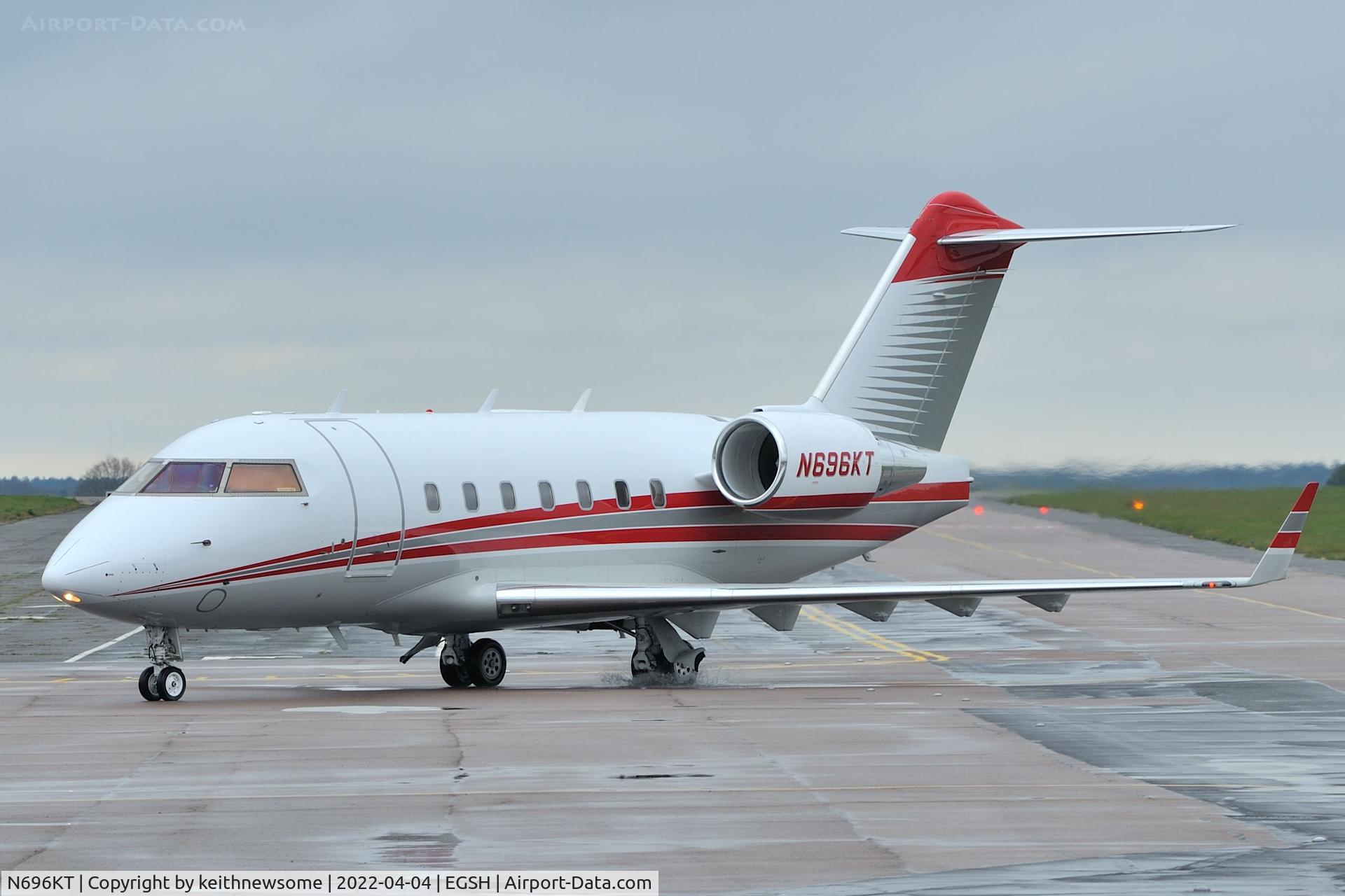N696KT, 1999 Canadair Challenger 604 C/N 5421, Arriving at Norwich from Edinburgh.