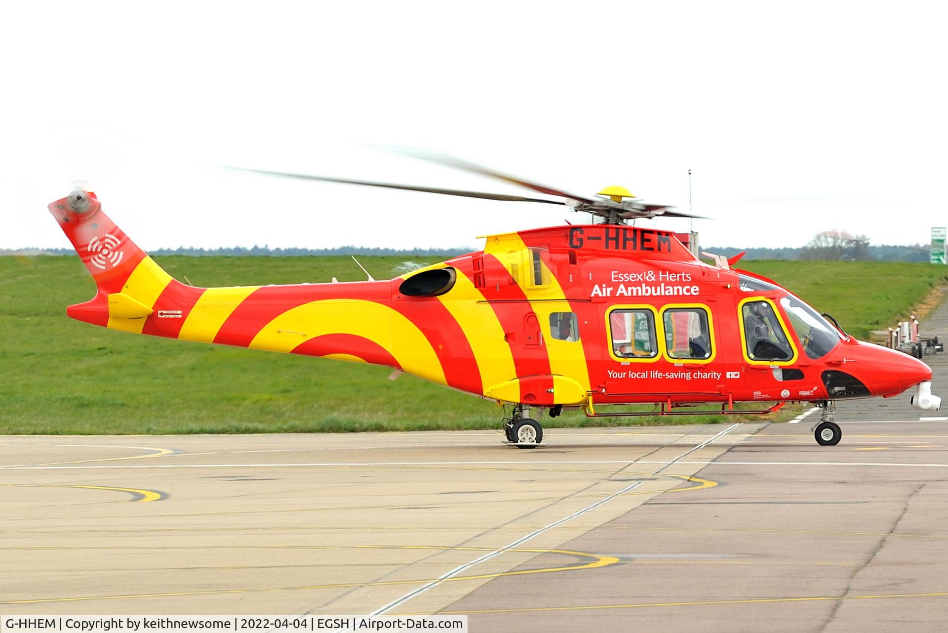 G-HHEM, 2017 Leonardo AW169 C/N 69049, Leaving Norwich.