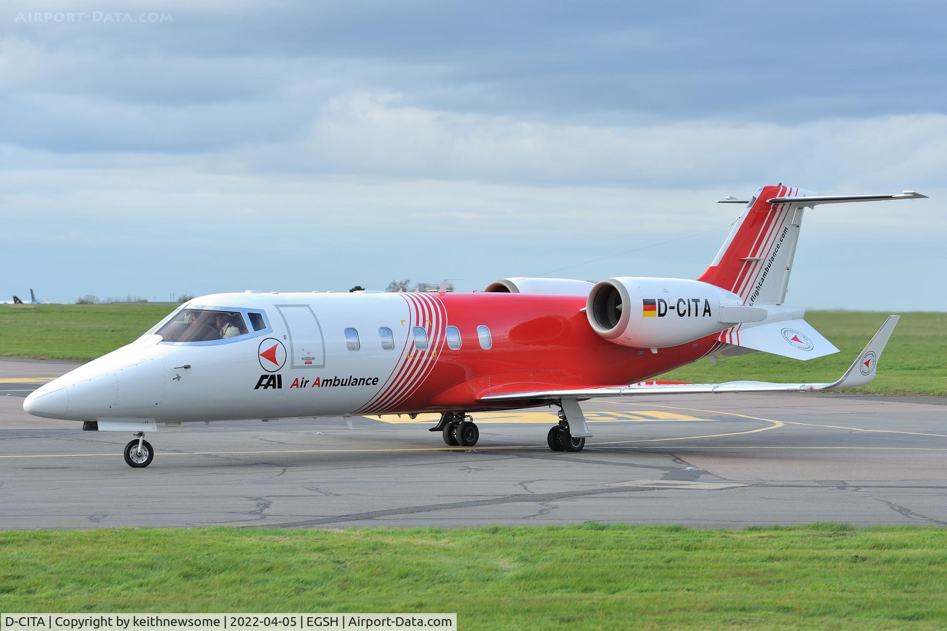 D-CITA, 1995 Learjet 60 C/N 60-069, Arriving at Norwich from Innsbruck.