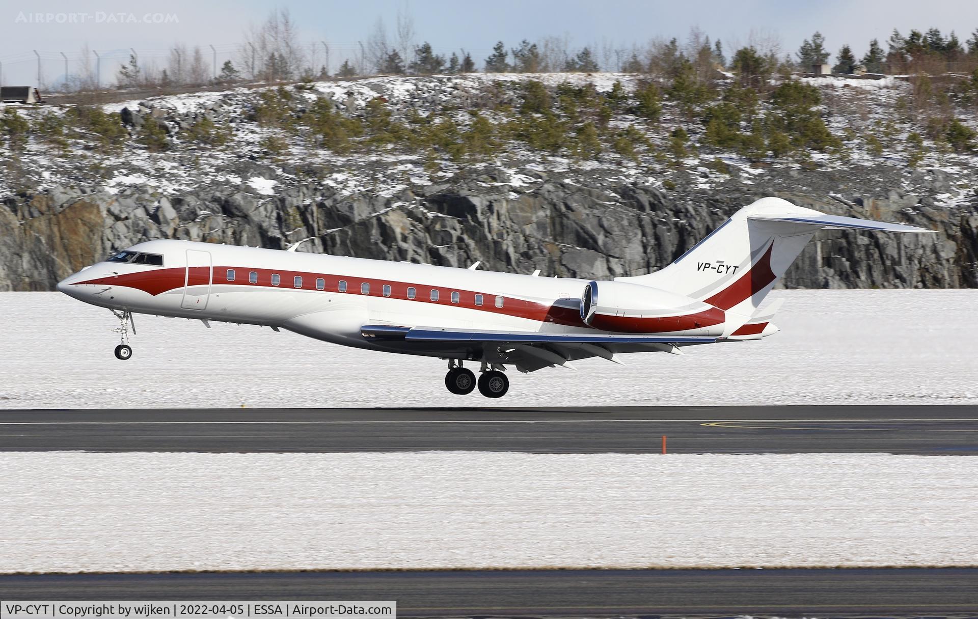 VP-CYT, 2009 Bombardier BD-700 1A10 Global Express C/N 9361, RWY 01R