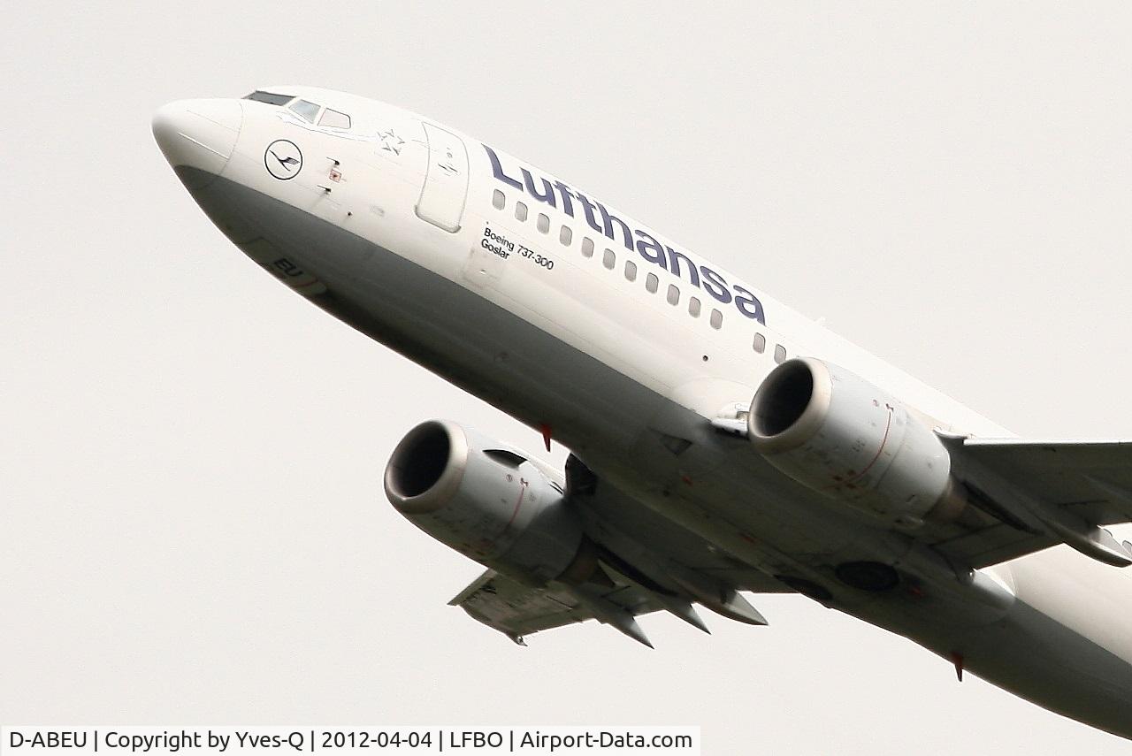 D-ABEU, 1995 Boeing 737-330 C/N 27904, Boeing 737-330, Climbing from rwy 32L, Toulouse-Blagnac Airport (LFBO-TLS)