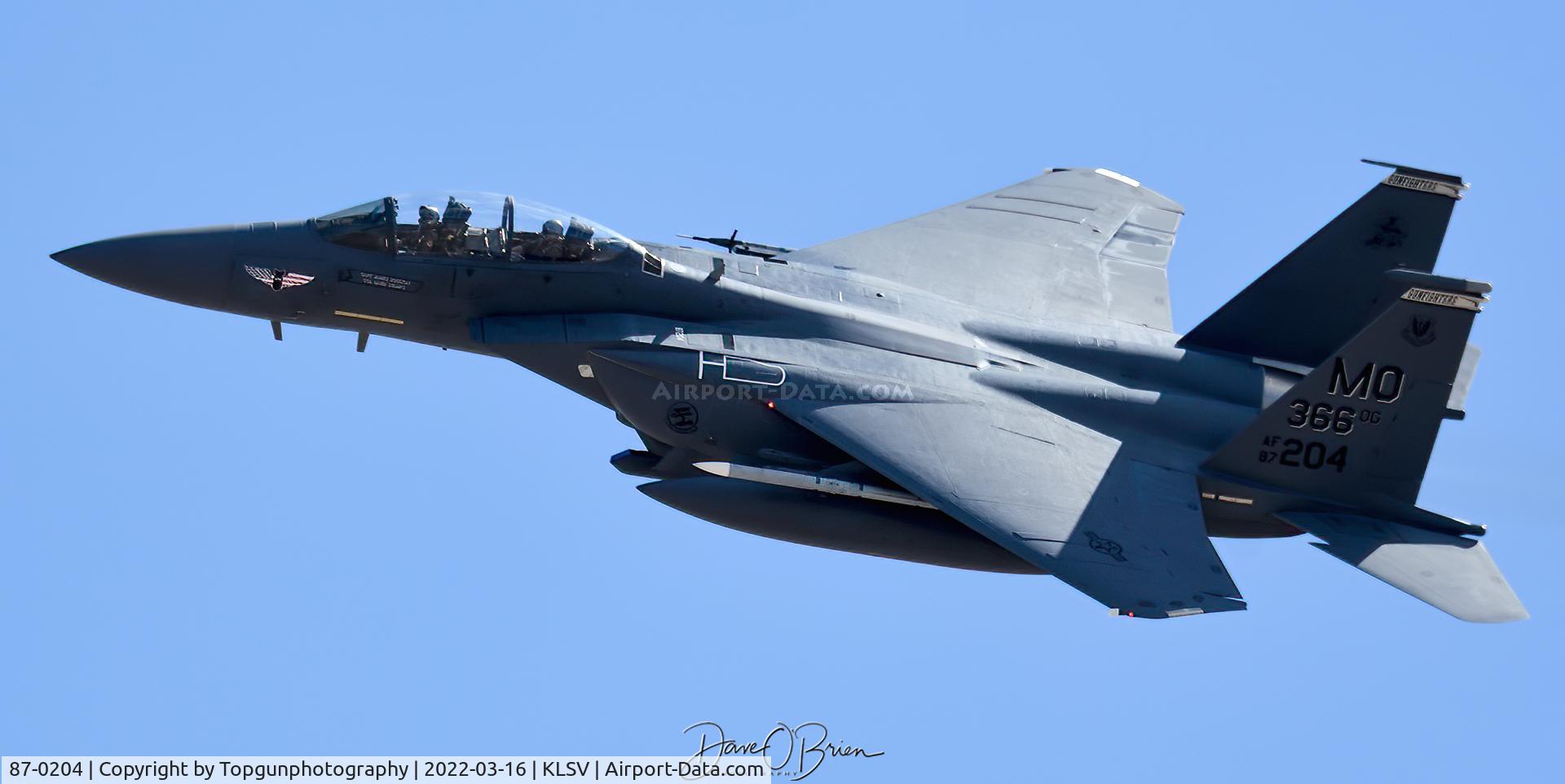 87-0204, 1987 McDonnell Douglas F-15E Strike Eagle C/N 1069-E044, HOSS12 in the flex