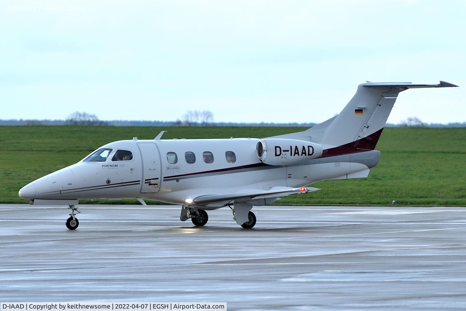D-IAAD, 2010 Embraer EMB-500 Phenom 100 C/N 50000215, Arriving at Norwich from Paris.