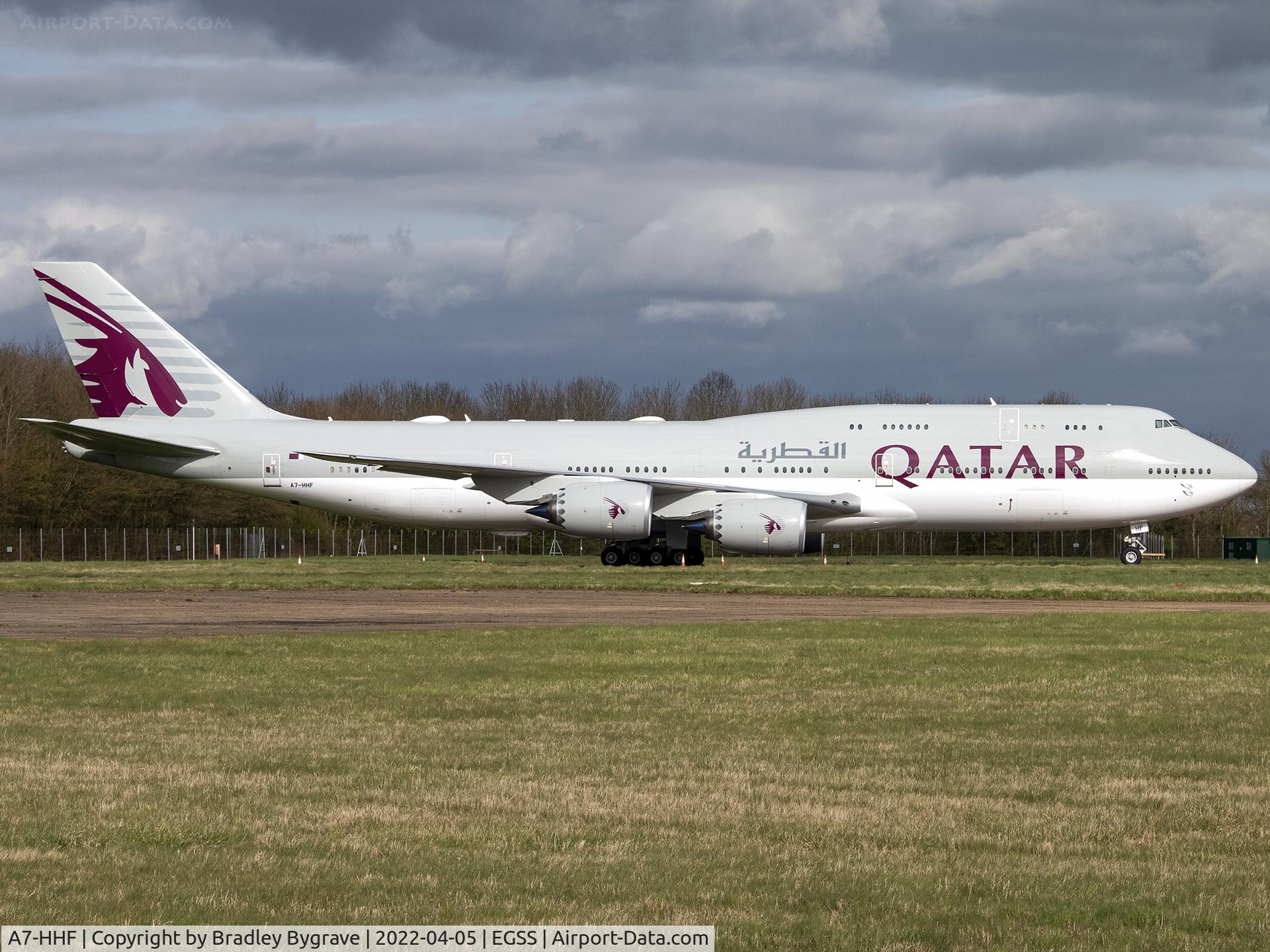 A7-HHF, 2014 Boeing 747-8Z5(BBJ) C/N 37501, Parked at STN