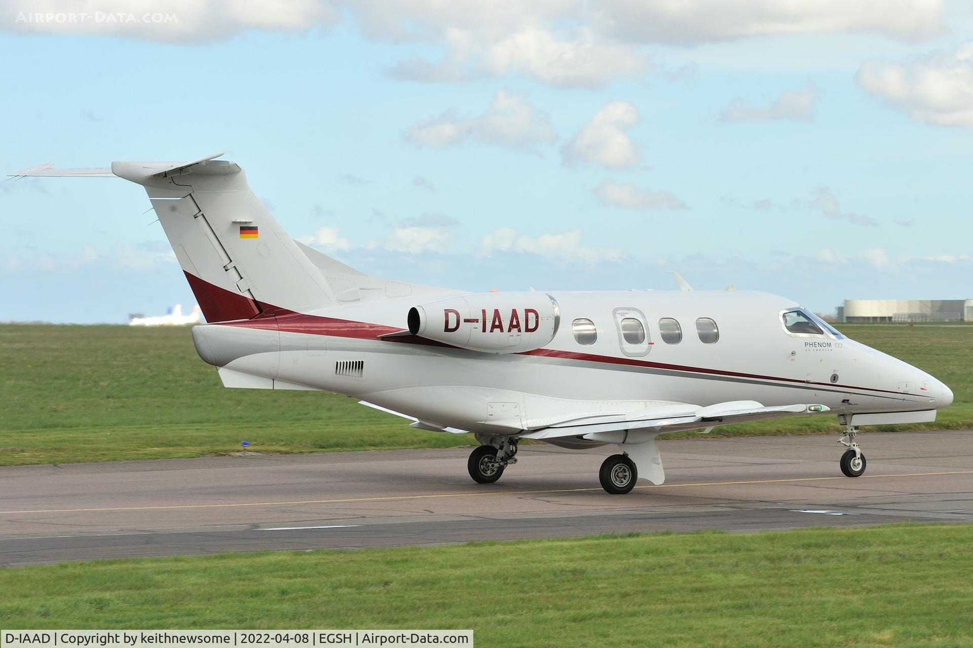 D-IAAD, 2010 Embraer EMB-500 Phenom 100 C/N 50000215, Leaving Norwich for Biggin Hill.