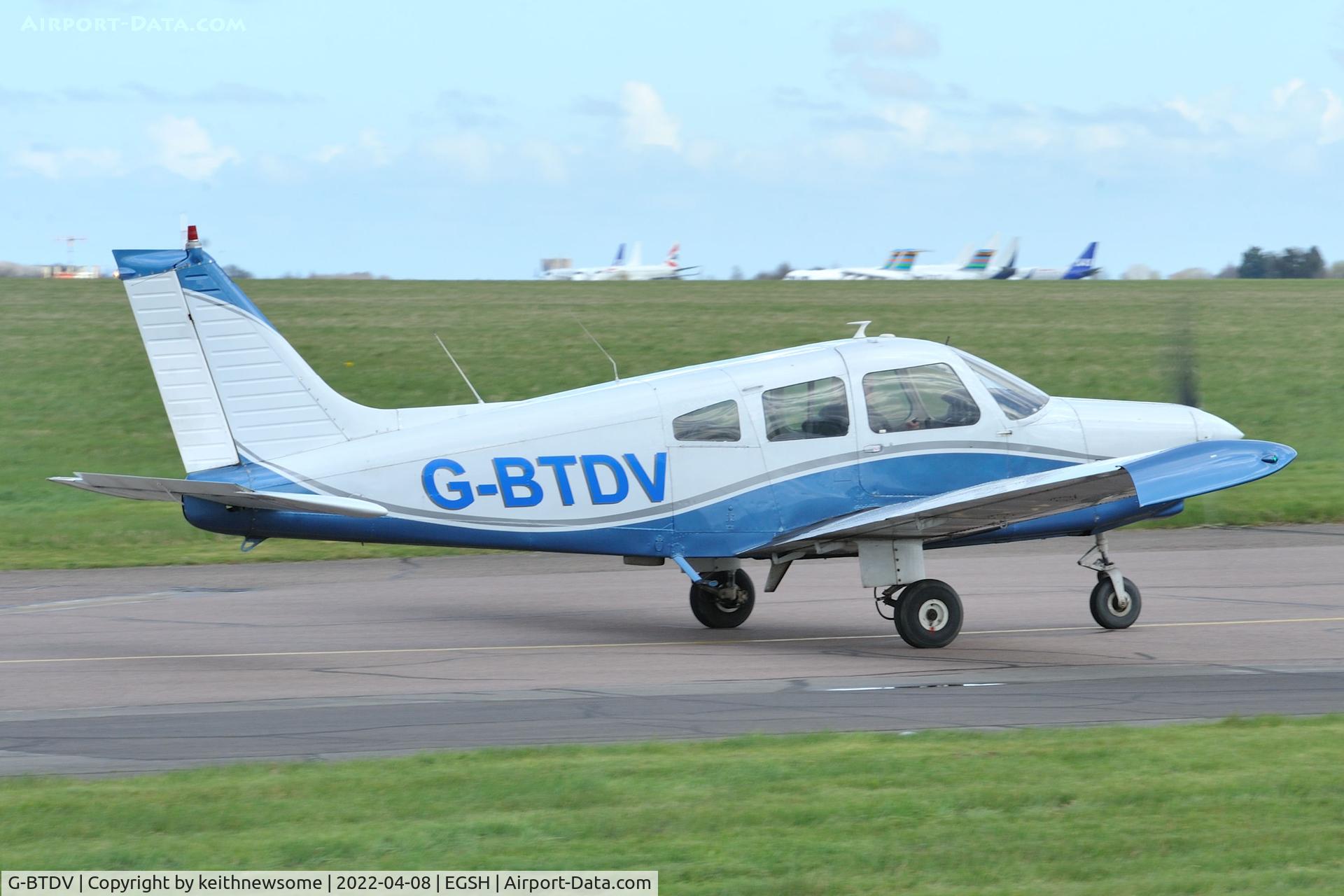 G-BTDV, 1978 Piper PA-28-161 Cherokee Warrior II C/N 28-7816355, Leaving Norwich for North Weald.