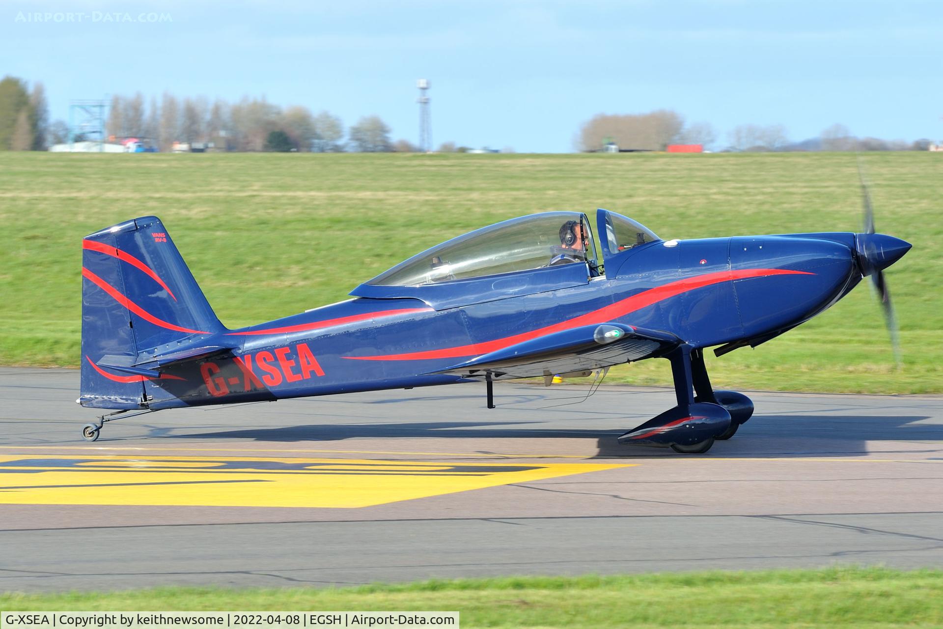 G-XSEA, 2005 Vans RV-8 C/N PFA 303-14228, Leaving Norwich.