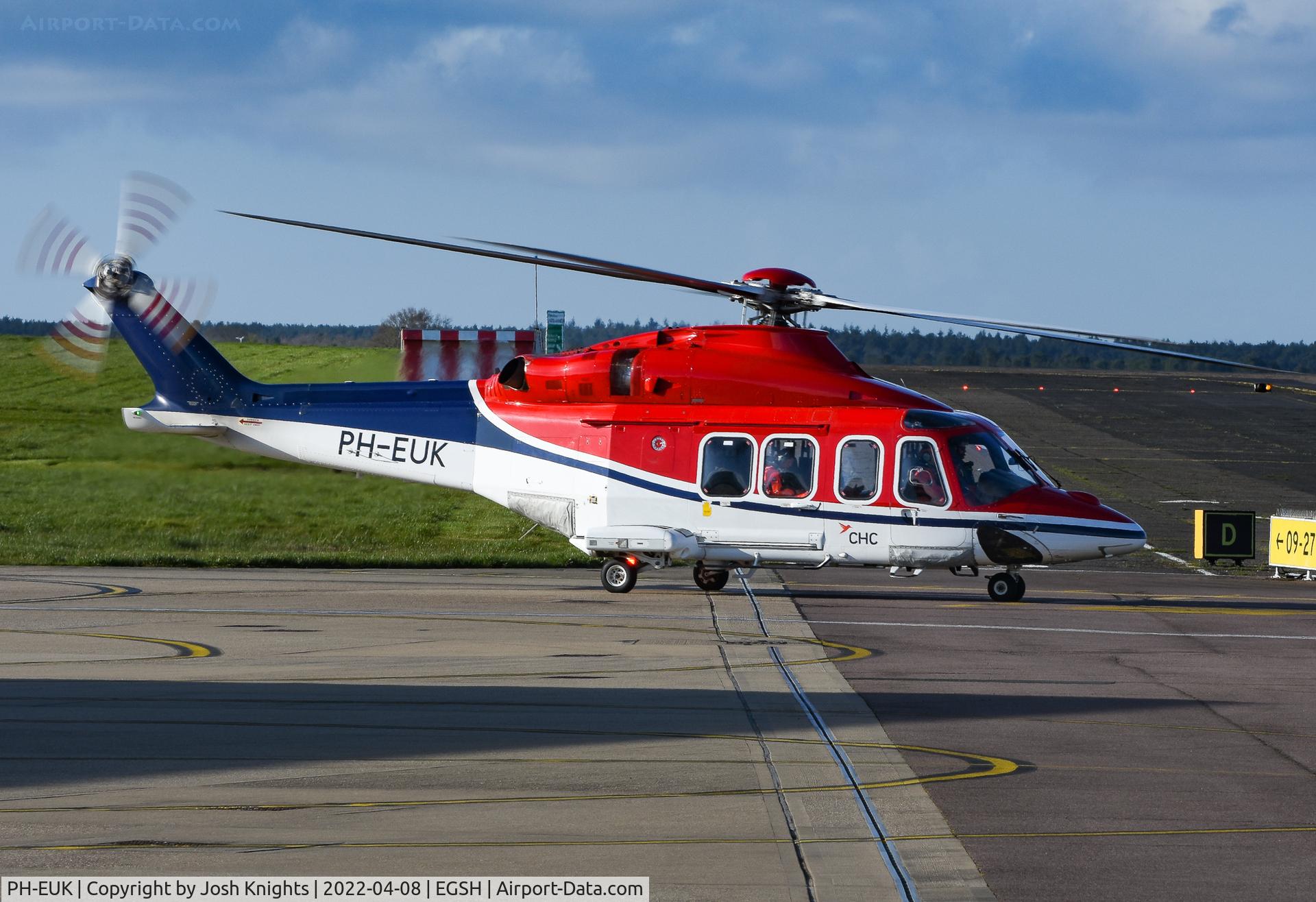 PH-EUK, 2013 AgustaWestland AW-139 C/N 31474, Departing Norwich.