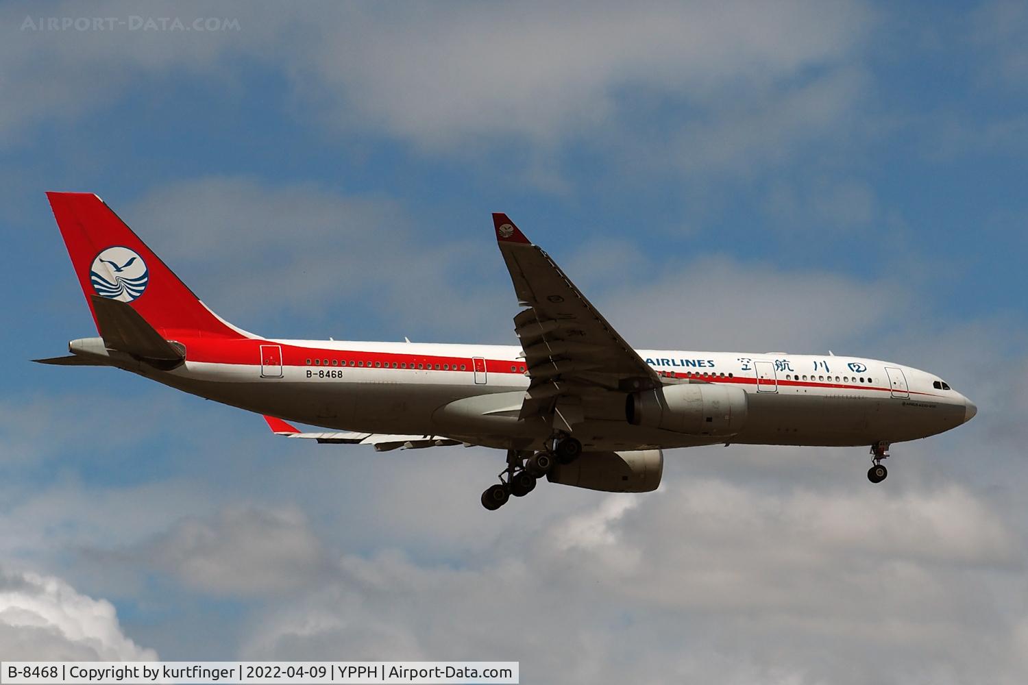 B-8468, 2016 Airbus A330-243 C/N 1746, Airbus A330-200 cn 1746. Sichuan Airlines B-8468 final rwy 21 YPPH 09 April 2022.
