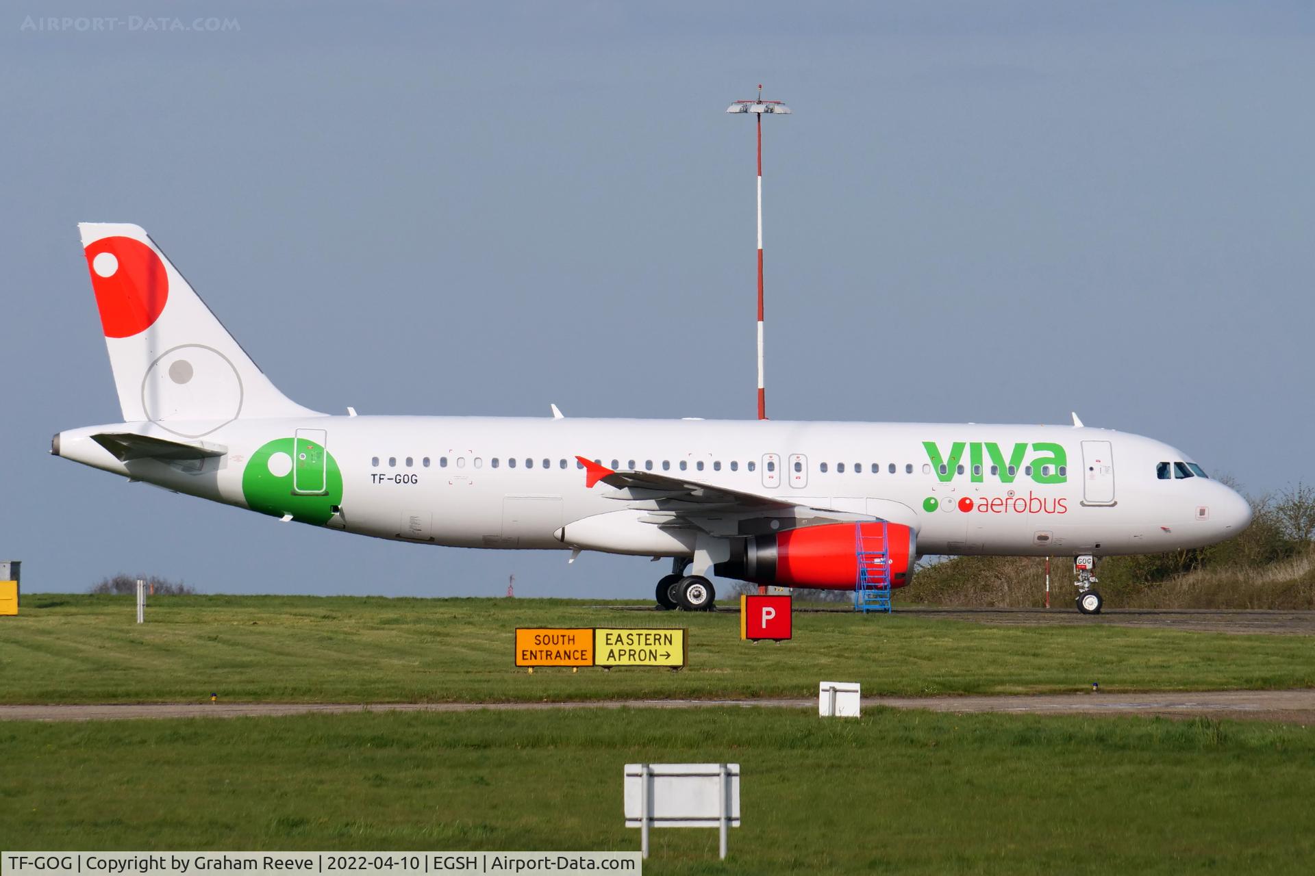 TF-GOG, 2011 Airbus A320-232 C/N 4954, Parked at Norwich.