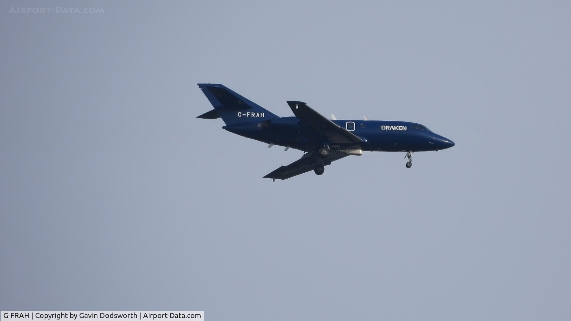 G-FRAH, 1969 Dassault Falcon (Mystere) 20DC C/N 223, Over Darlington on April 11th 2022 on approach to Teesside Airport