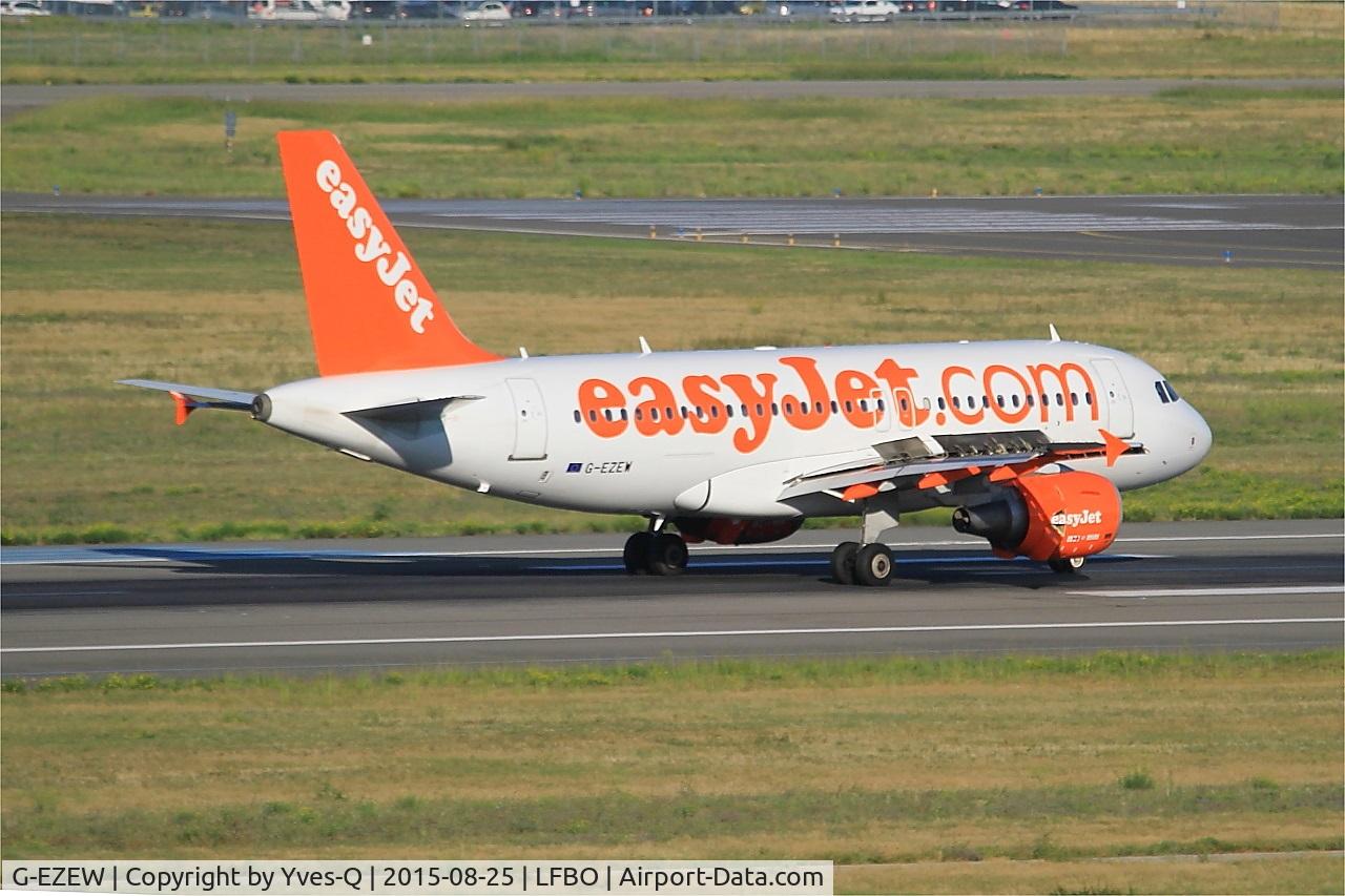 G-EZEW, 2004 Airbus A319-111 C/N 2300, Airbus A319-111, Reverse thrust landing rwy 14R, Toulouse-Blagnac Airport (LFBO-TLS)