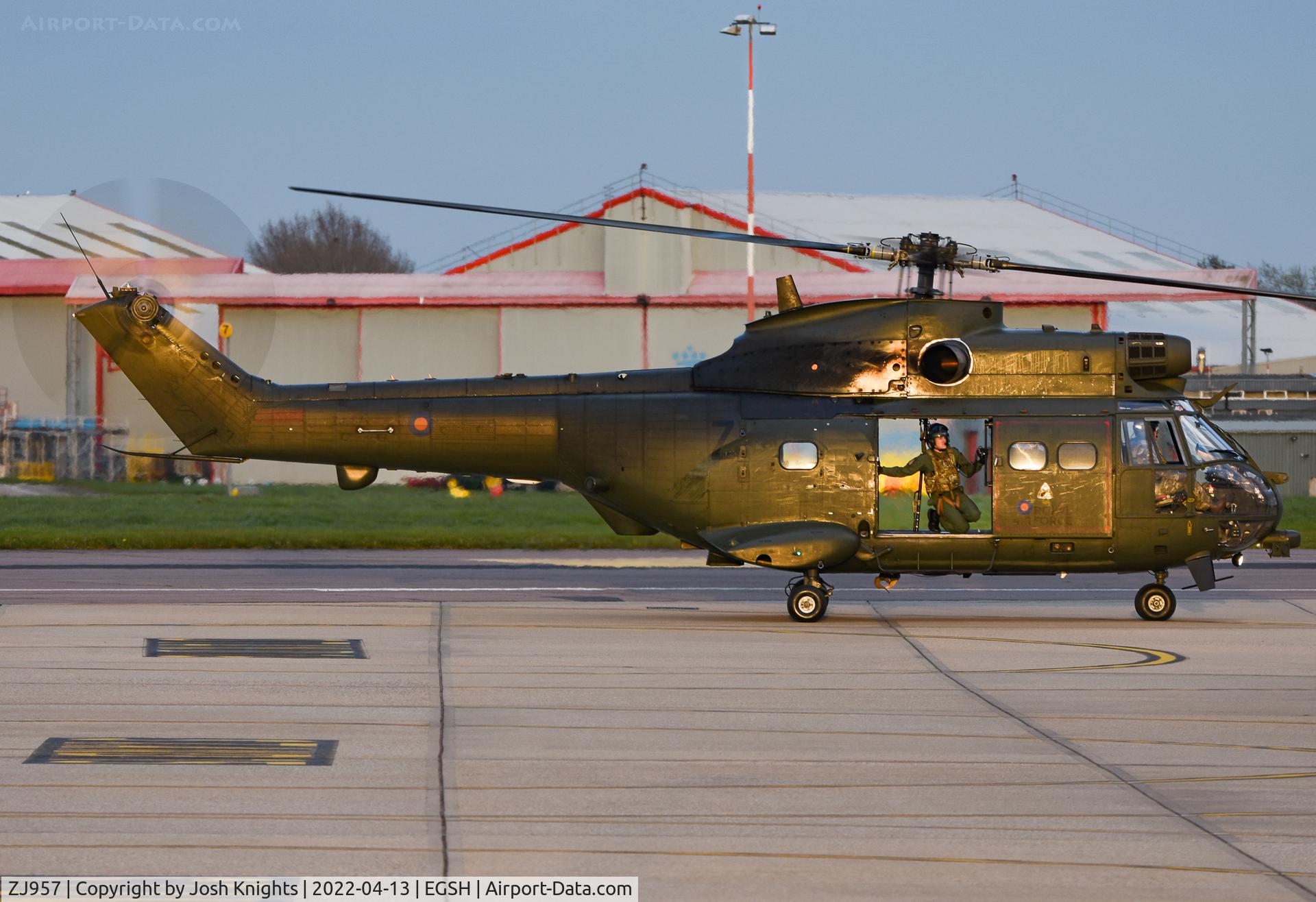 ZJ957, Westland Puma HC.2 C/N 1474, Arriving at Norwich For Fuel.