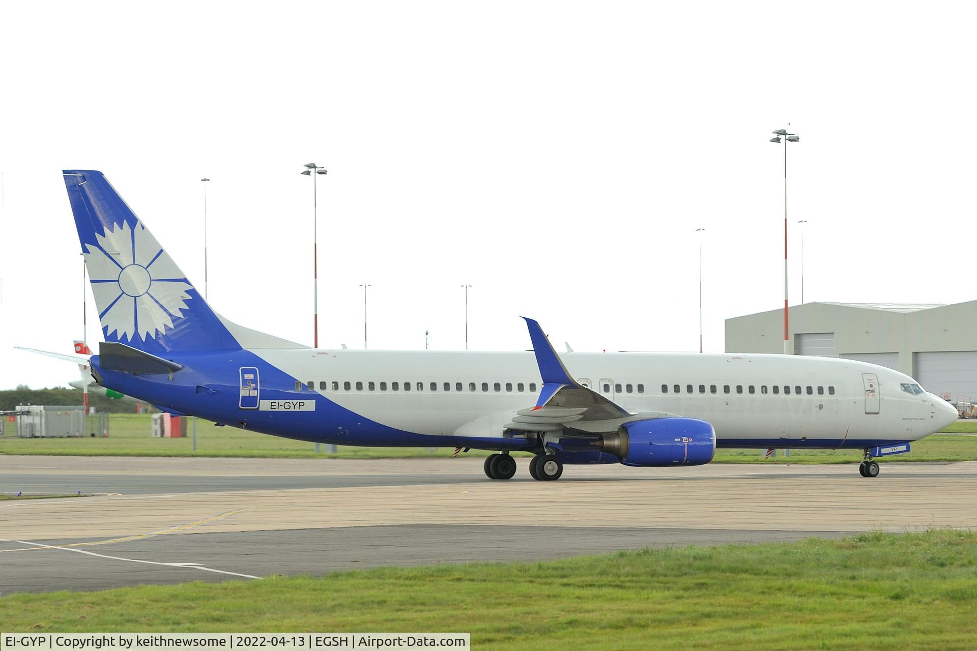 EI-GYP, 2008 Boeing 737-8K5 C/N 35137, Arriving at Norwich for paintwork from Ostrava, Czech Republic.