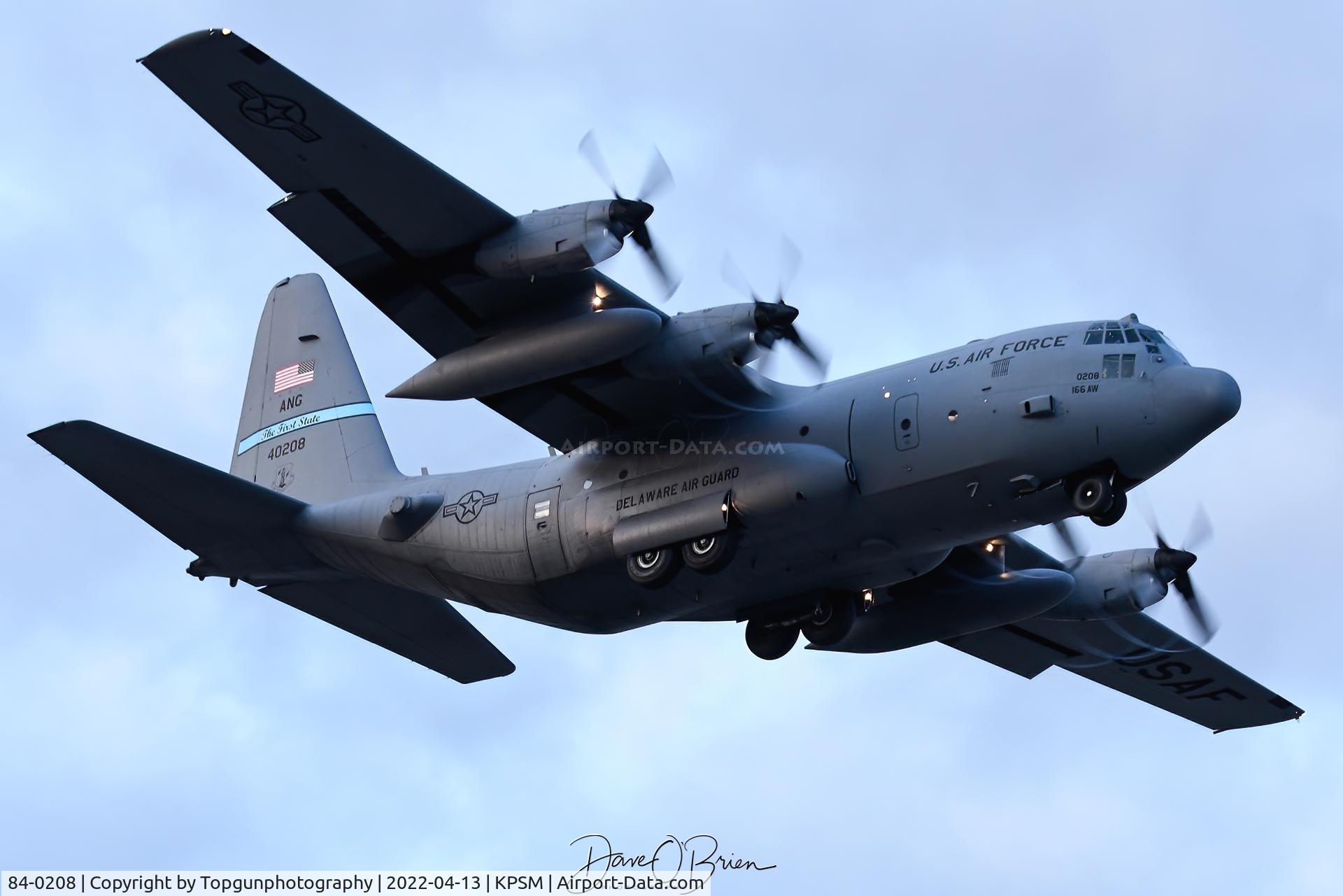 84-0208, 1984 Lockheed C-130H Hercules C/N 382-5046, SKIER08 working the RW16 pattern