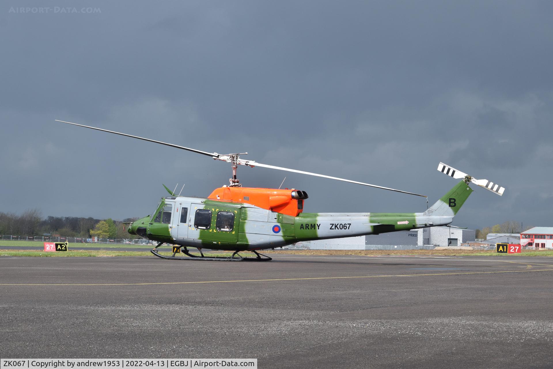 ZK067, 1977 Bell 212 AH3 C/N 30835, ZK067 at Gloucestershire Airport.
