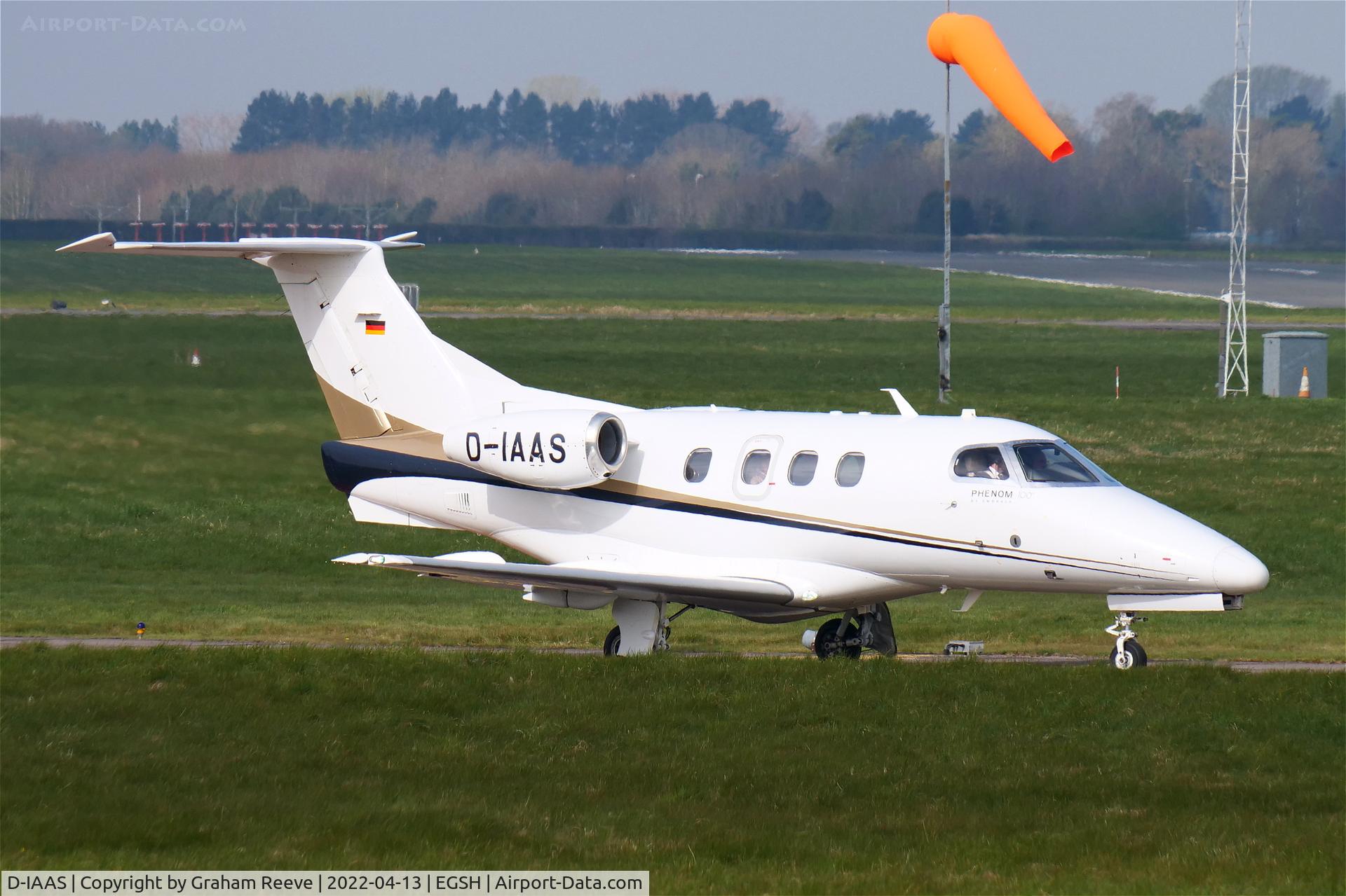 D-IAAS, 2010 Embraer EMB-500 Phenom 100 C/N 50000132, Departing from Norwich.