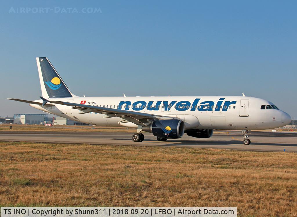 TS-INO, 2008 Airbus A320-214 C/N 3480, Taxiing holding point rwy 14L in new modified livery