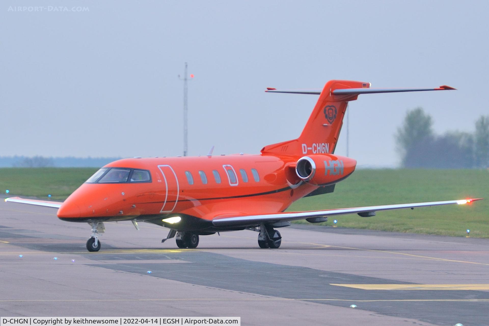 D-CHGN, Pilatus PC-24 C/N 191, Arriving at Norwich from Cannes, France.