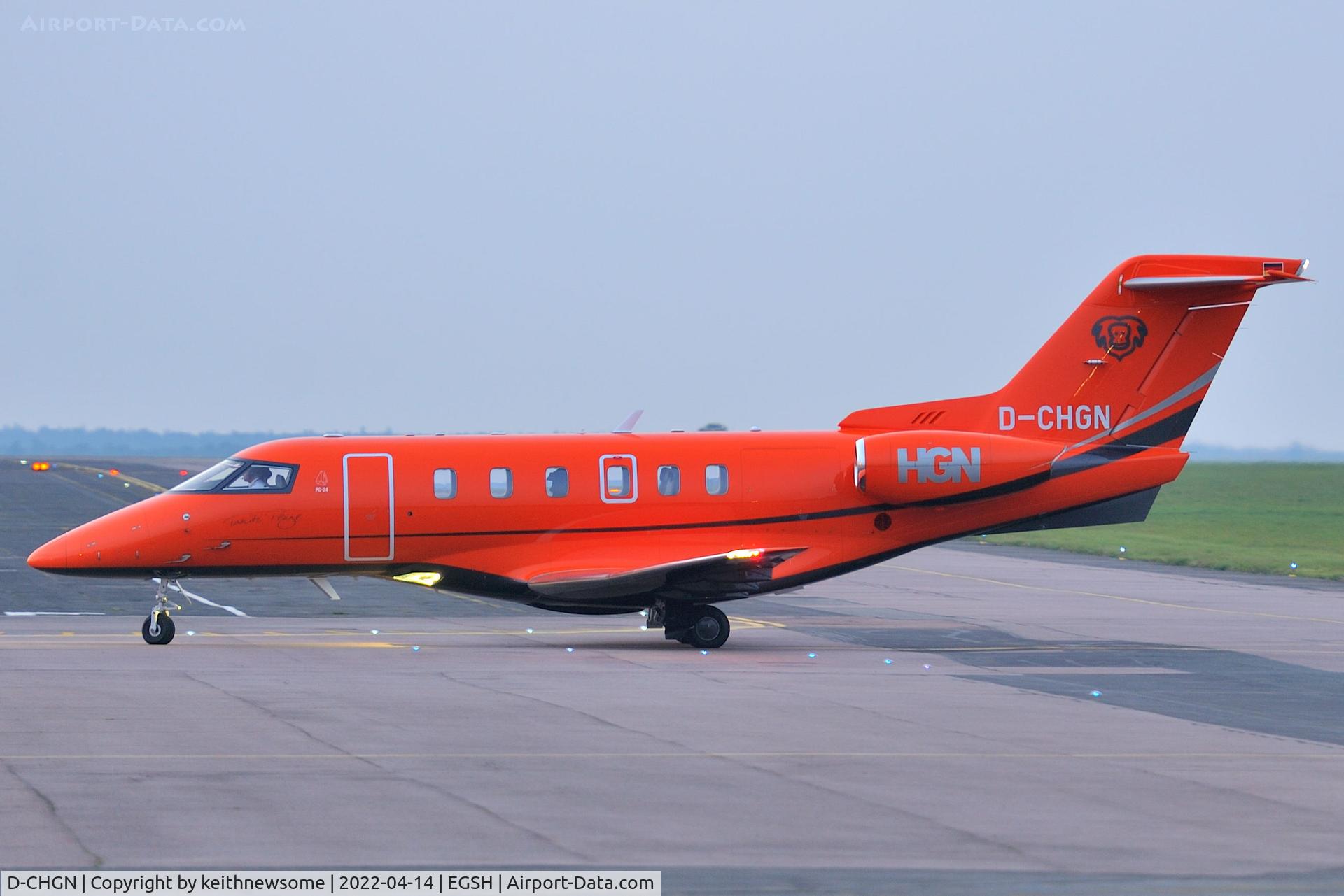 D-CHGN, Pilatus PC-24 C/N 191, Arriving at Norwich from Cannes, France,