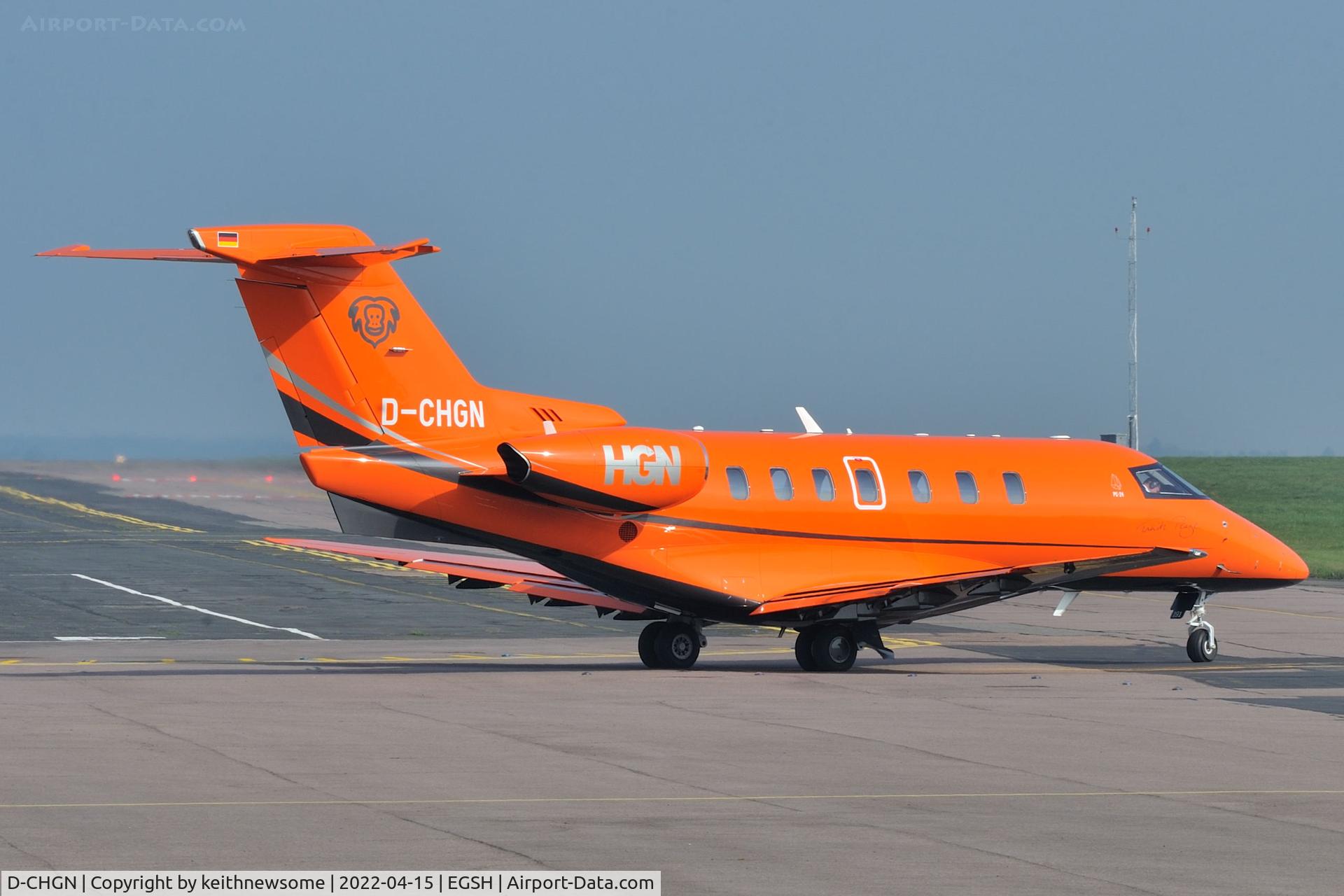 D-CHGN, Pilatus PC-24 C/N 191, Leaving Norwich for Barcelona, Spain.