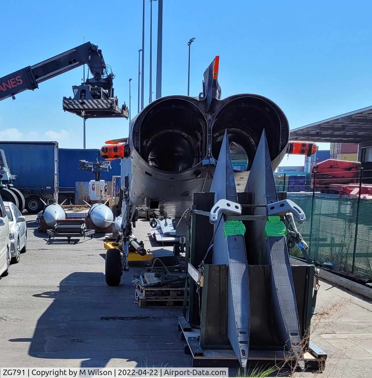 ZG791, 1992 Panavia Tornado GR.4 C/N 913/BS190/3454, April 2022 Fremantle docks, Western Australia. ZG791