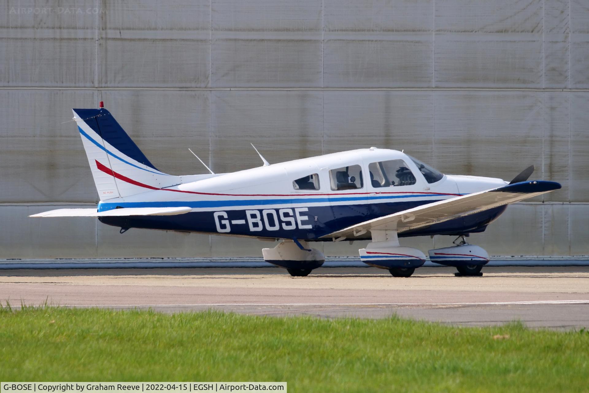 G-BOSE, 1985 Piper PA-28-181 Cherokee Archer II C/N 28-8590007, Parked at Norwich.
