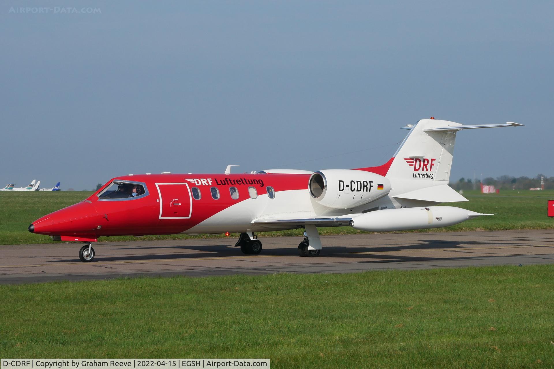 D-CDRF, 2007 Learjet 45 C/N 45-342, Just landed at Norwich.