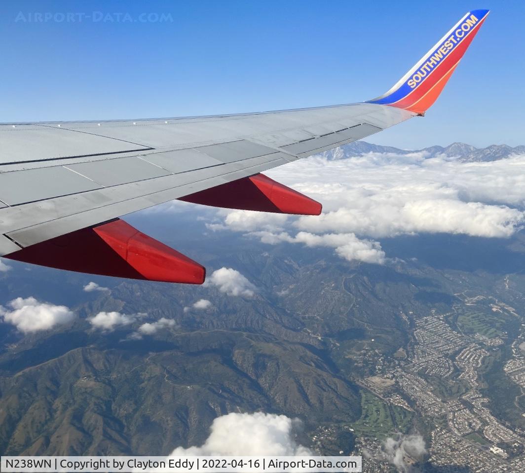 N238WN, 2005 Boeing 737-7H4 C/N 34713, Over Southern California 2022.