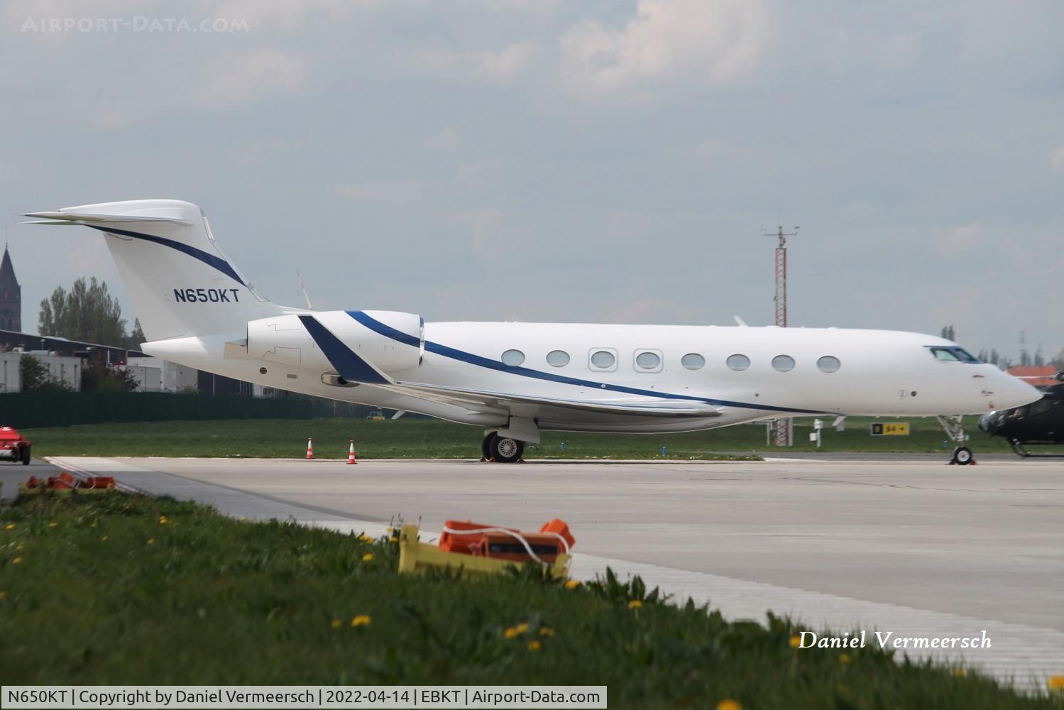 N650KT, 2021 Gulfstream G-VI (G650ER) C/N 6461, At Kortrijk Airport.
